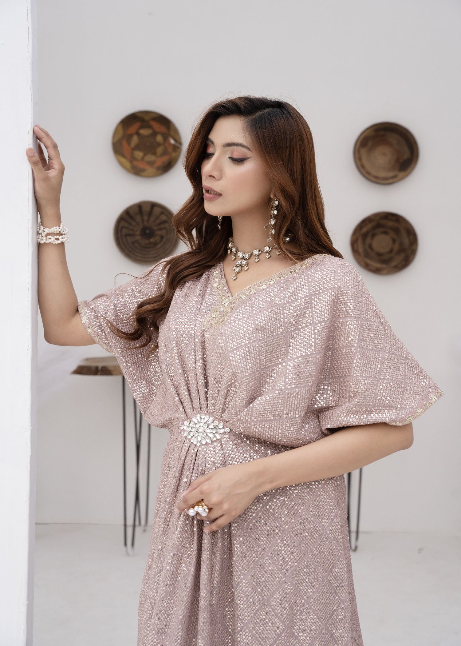 chiffon Kaftan in Lilac