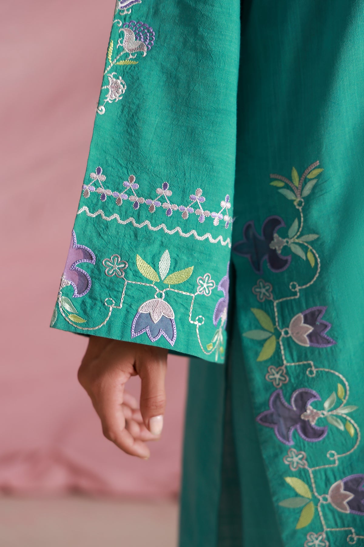 lawn Kurta Set in Jade green