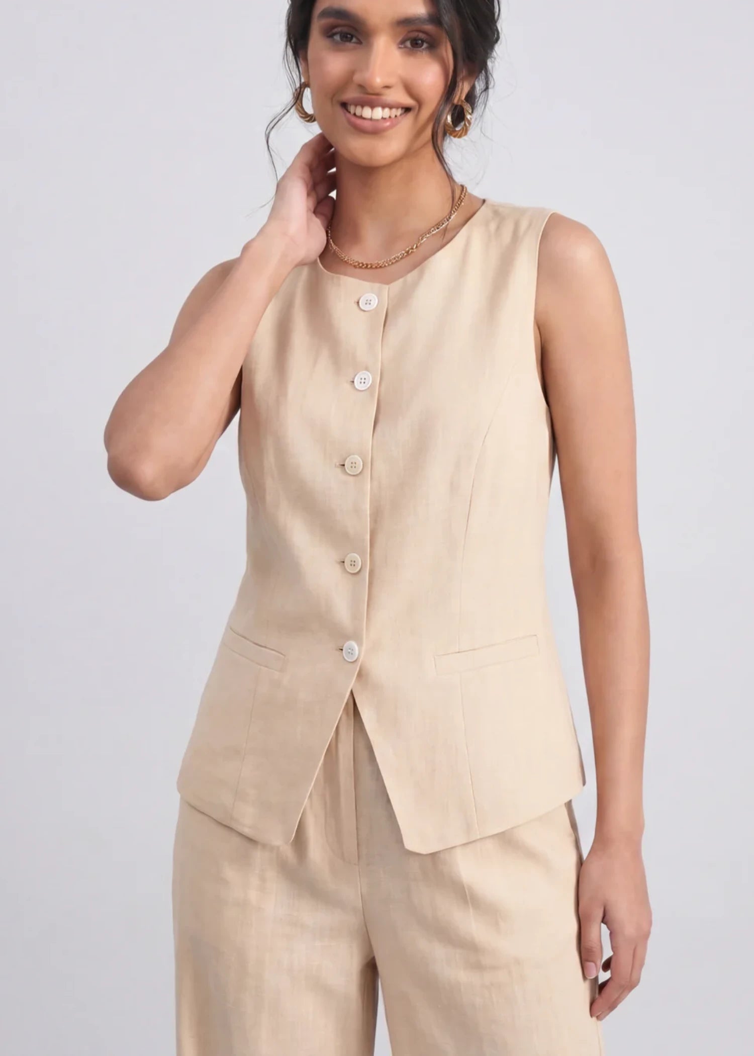 linen Trousers in Peach orange