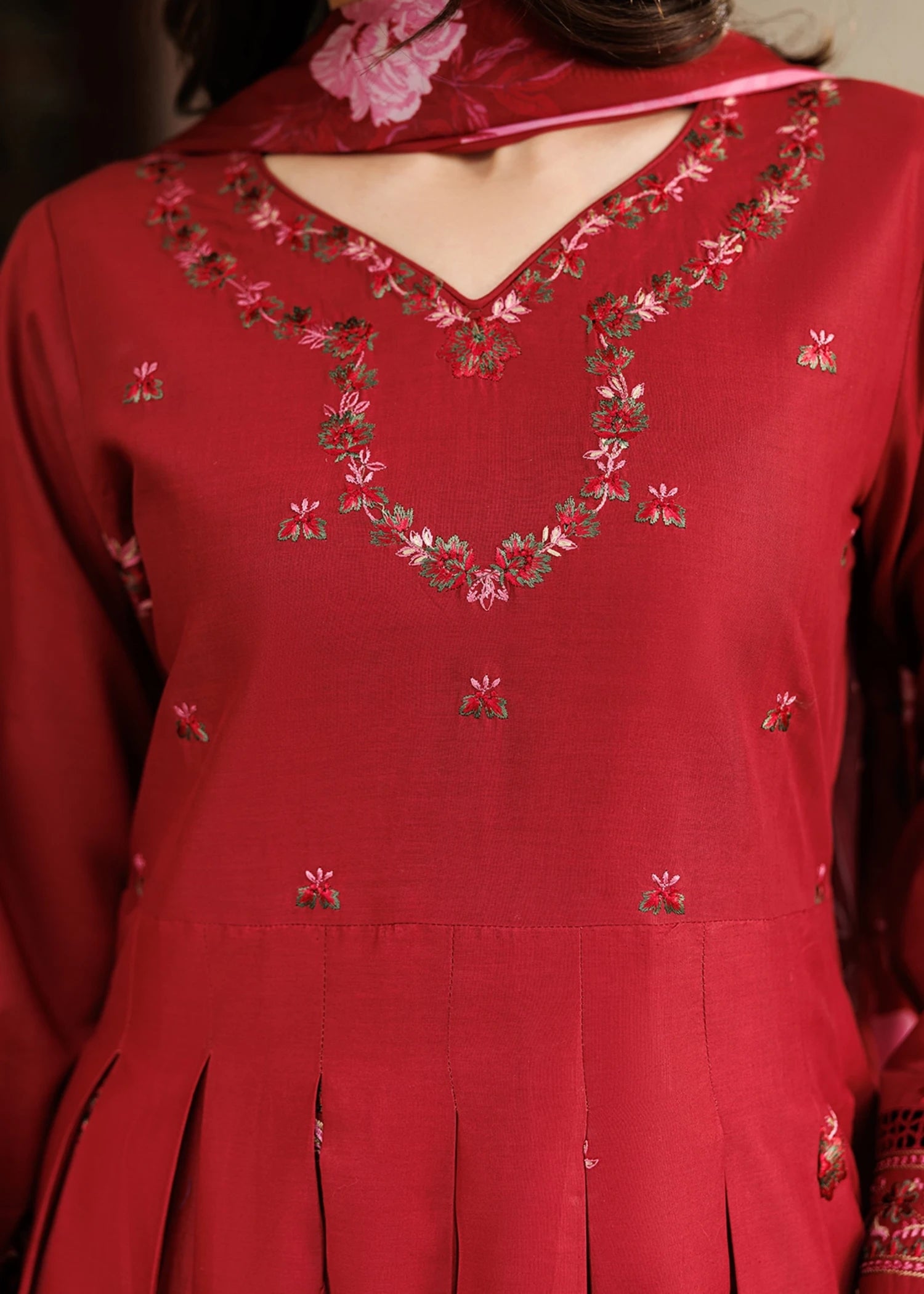 cotton Pishwas in Maroon