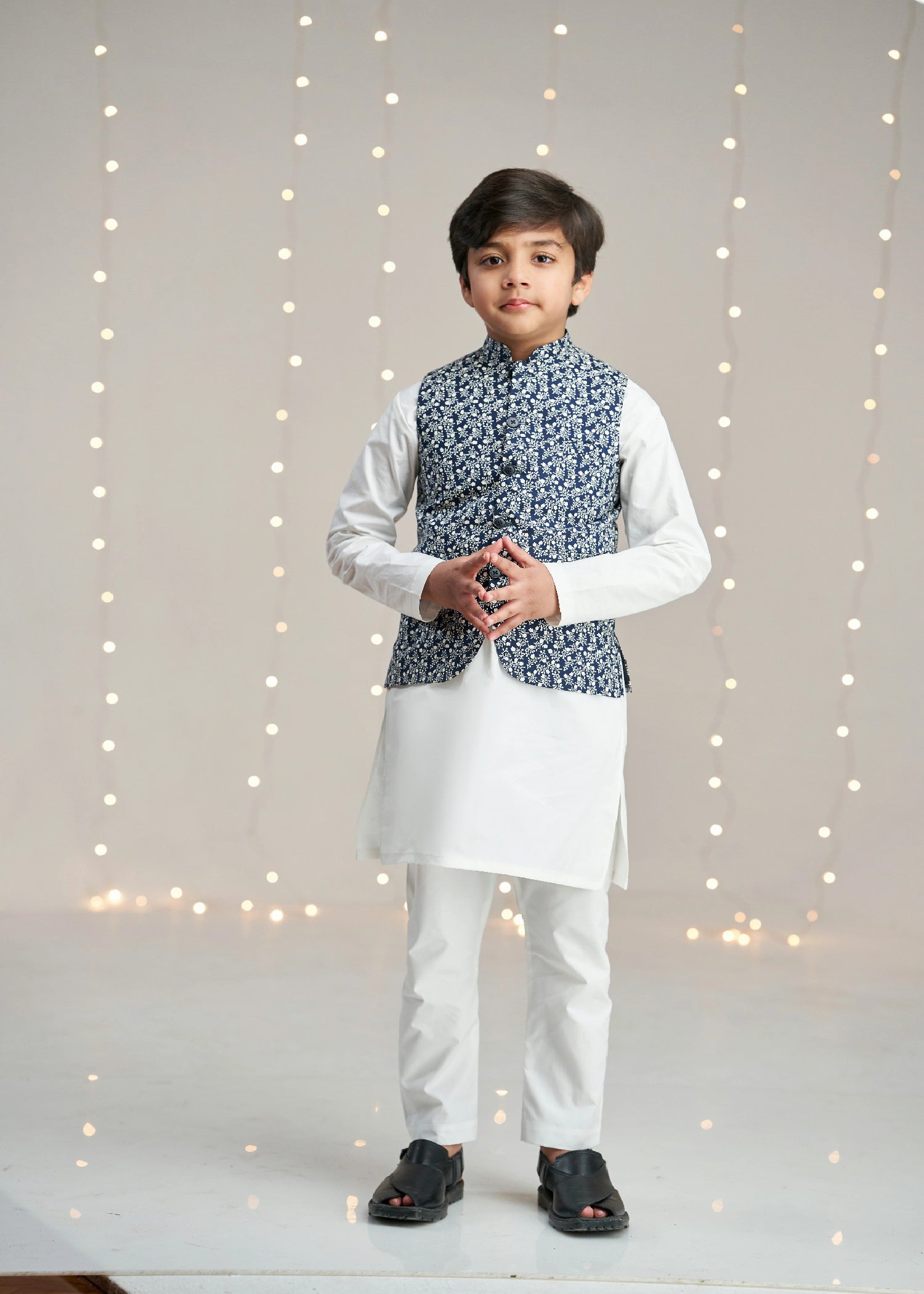 cotton Waistcoat in Navy blue