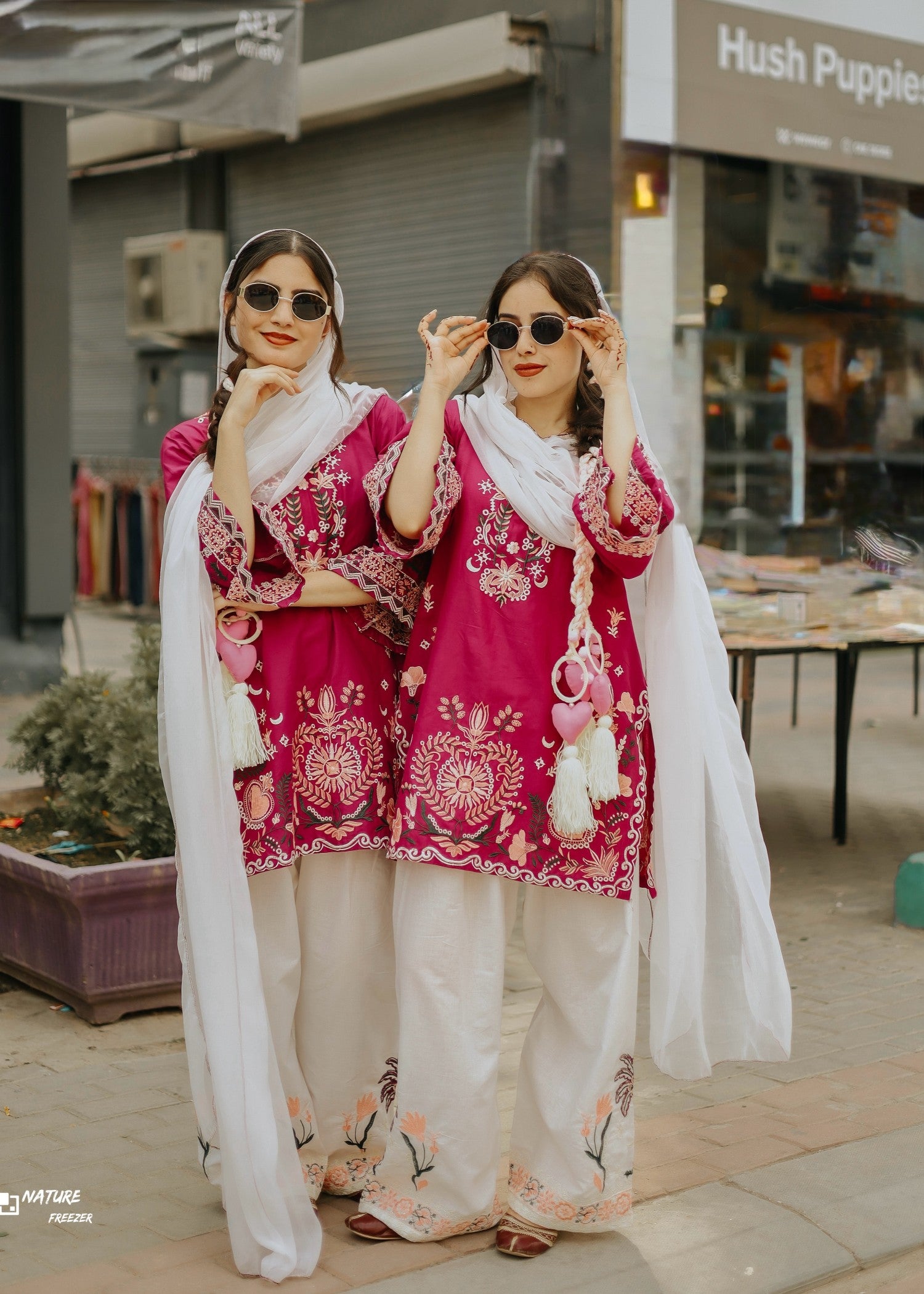 cotton Kurta Set in Magenta