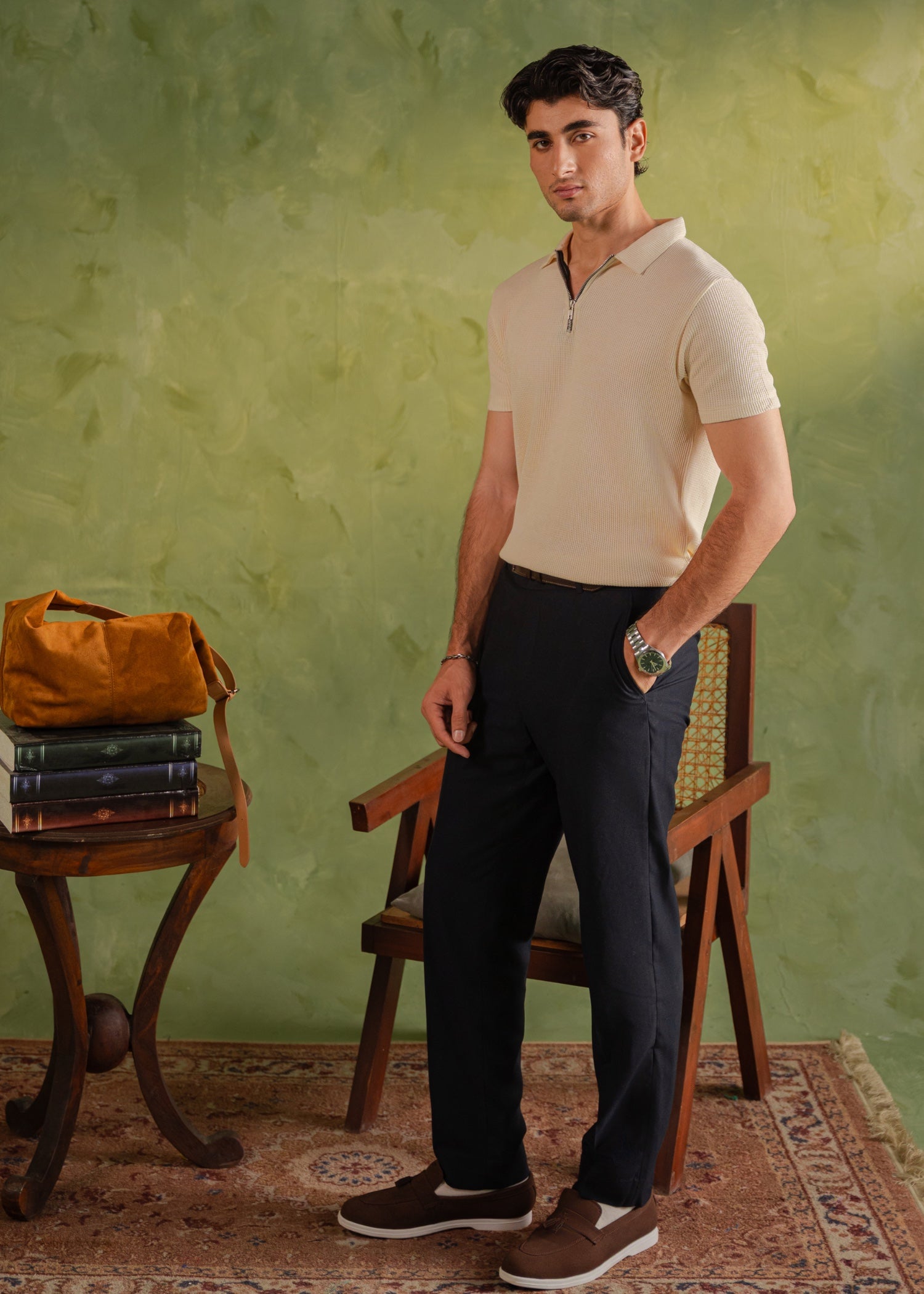 cotton Polo Shirt in Off-white, cream