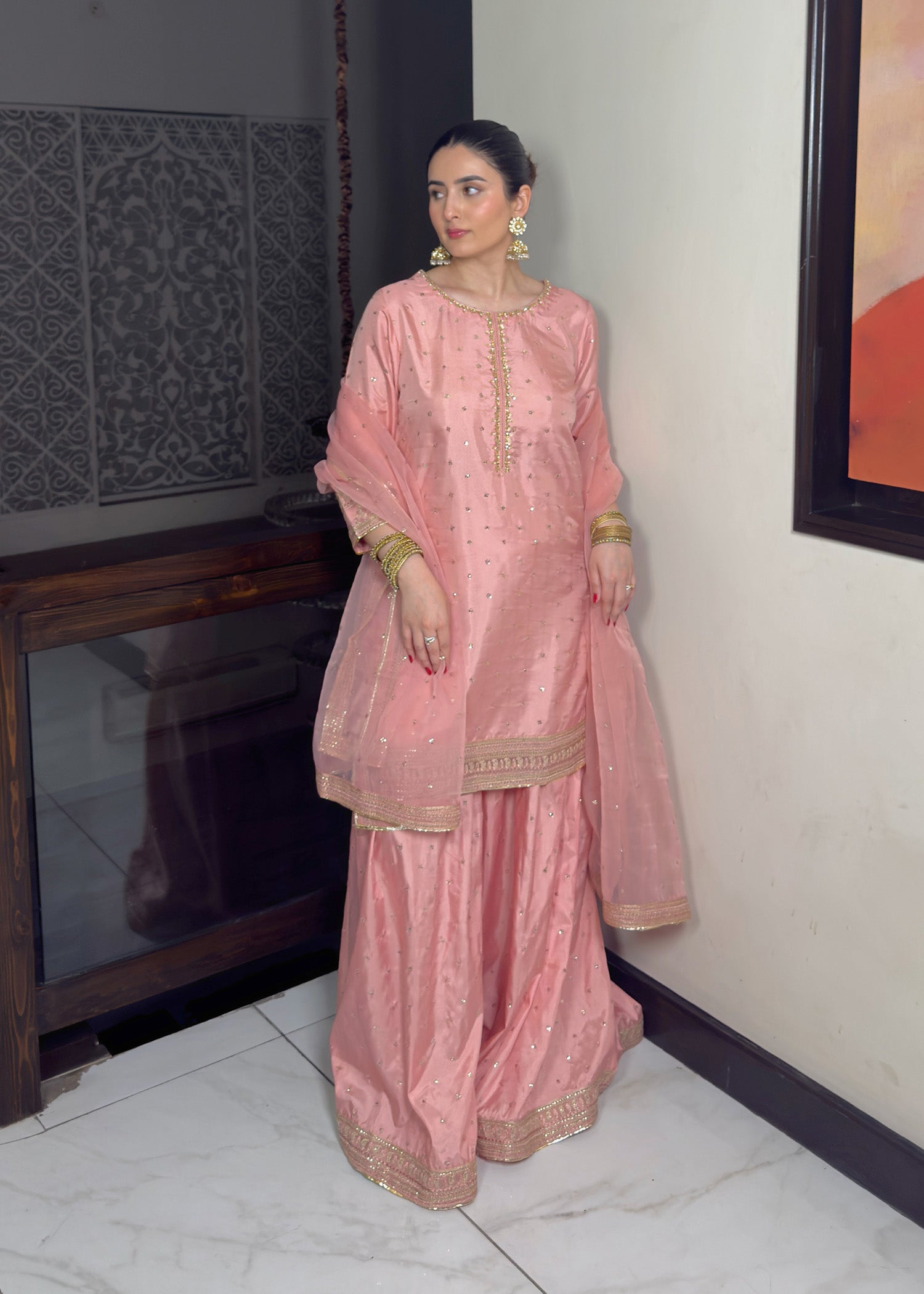 silk Sharara in Pink