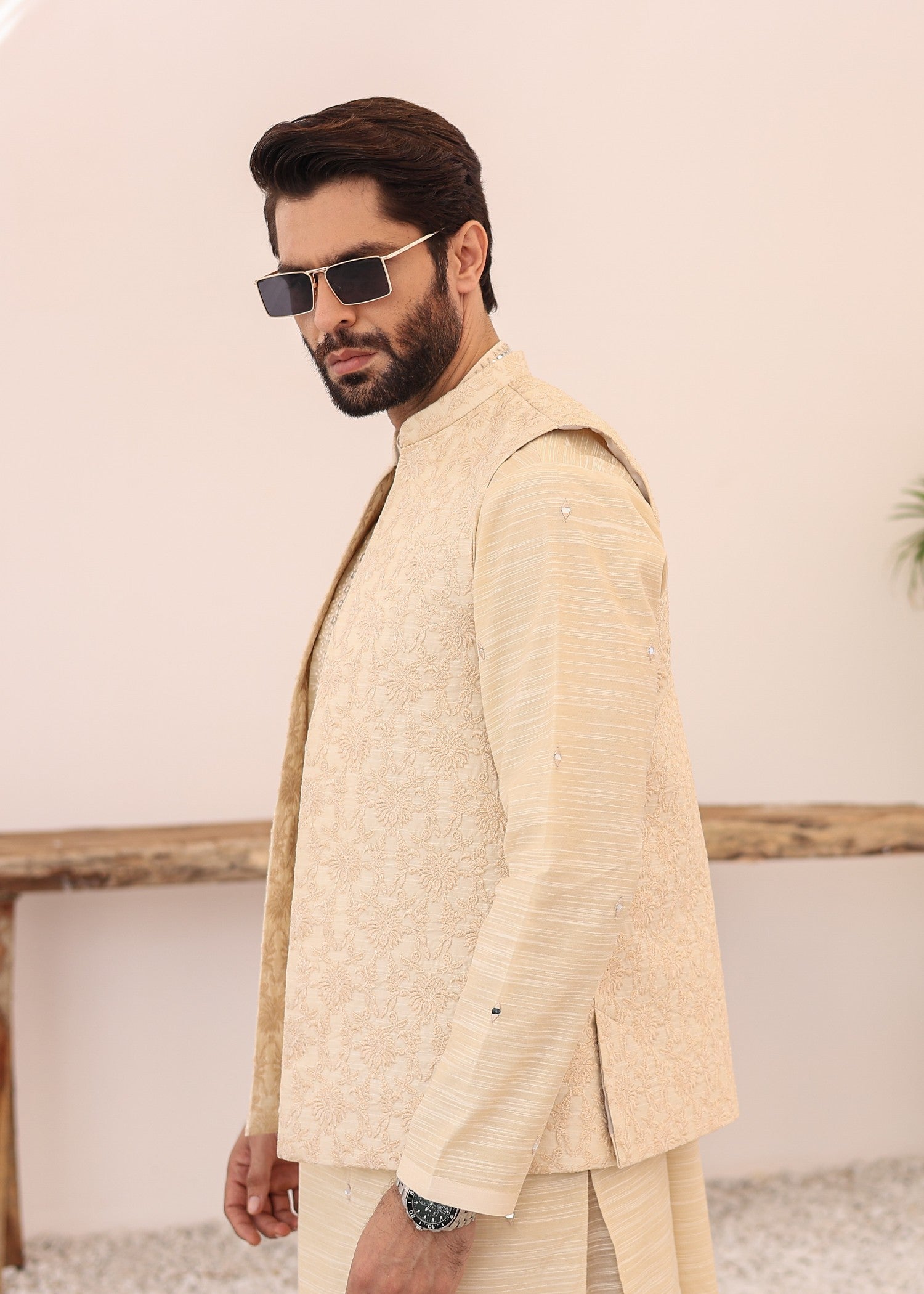 cotton linen Waistcoat in Buttercream