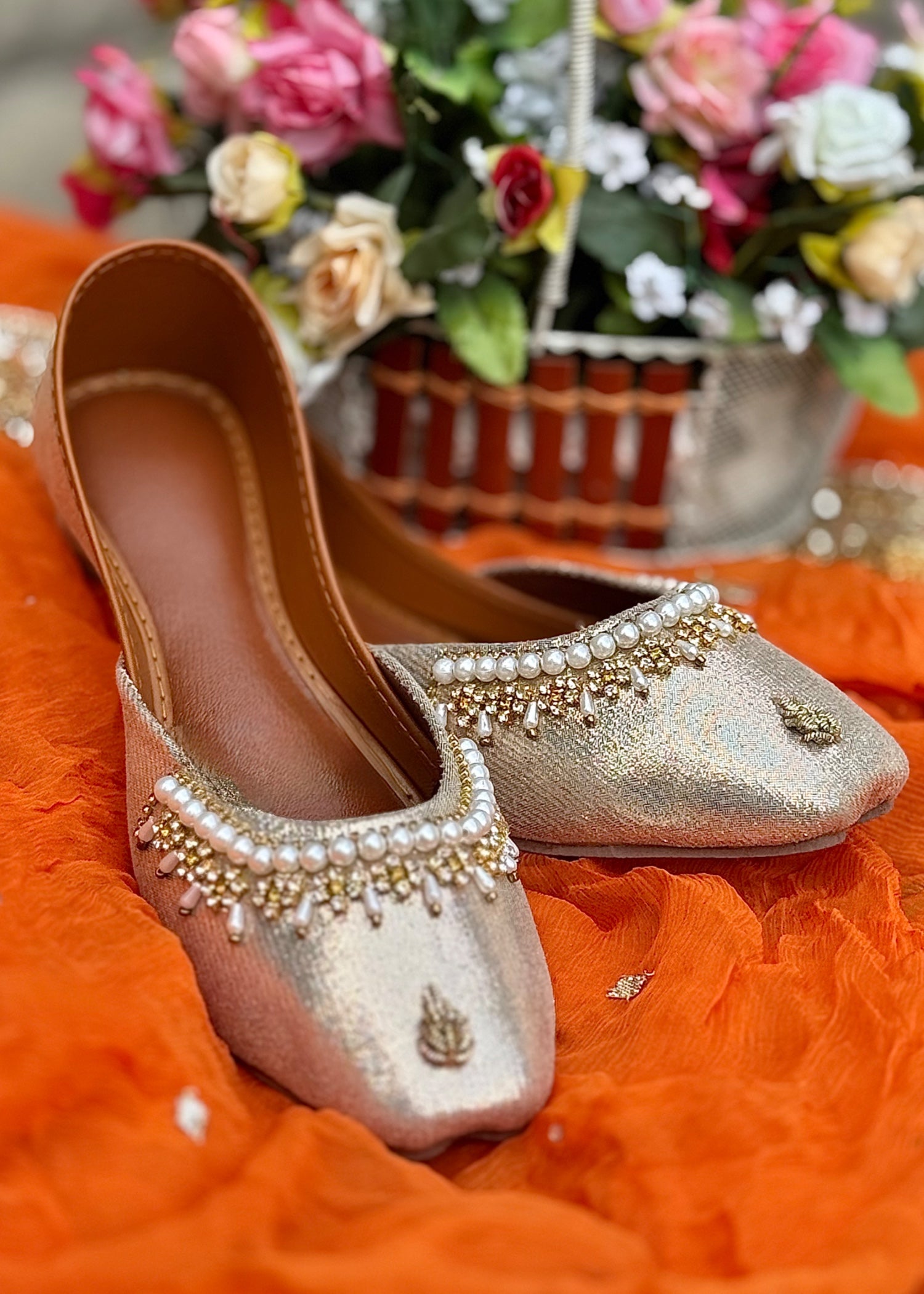 Khussa in Champagne by - High Quality Women Khussa KIZ3805