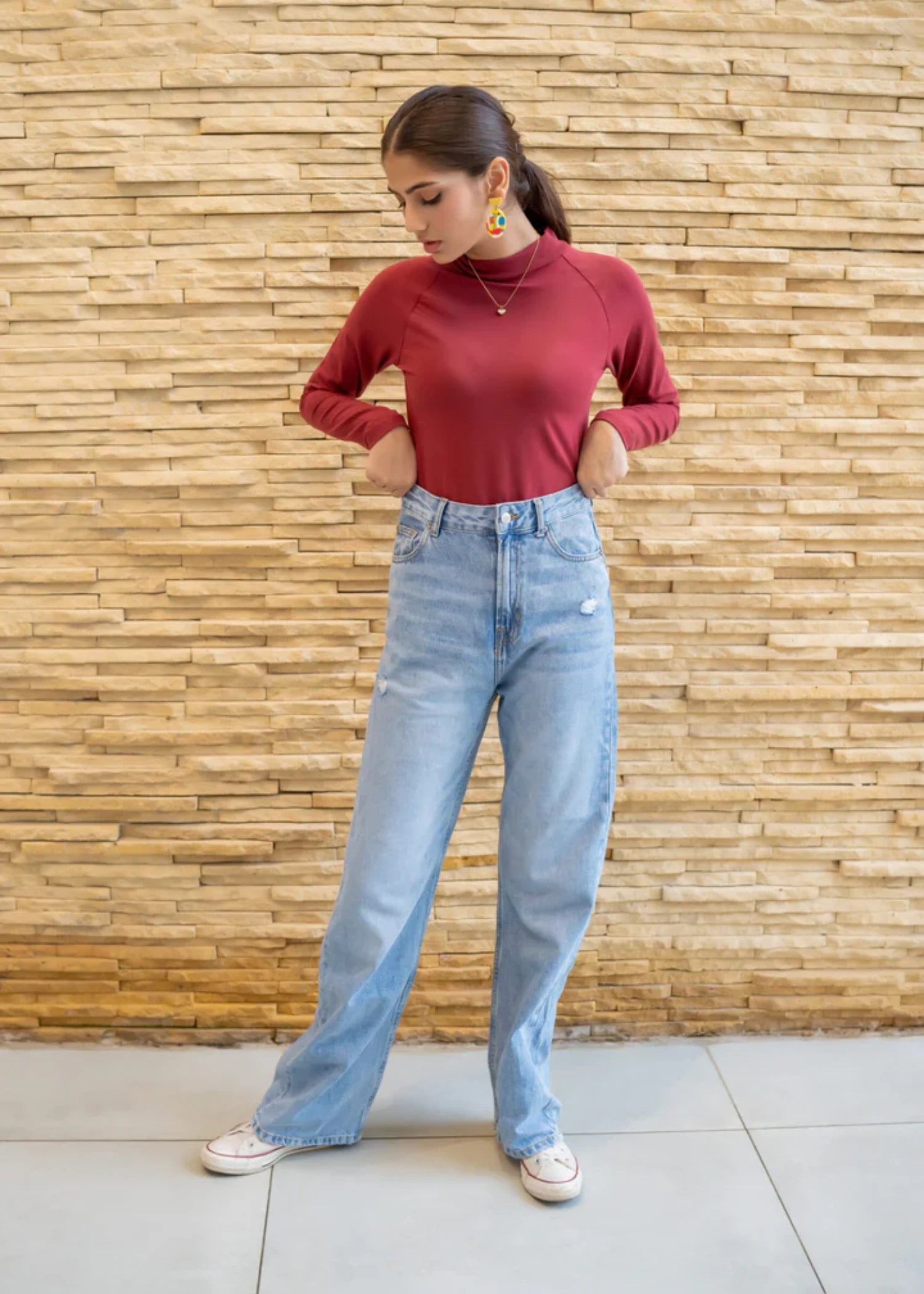 jersey knit Top in Red