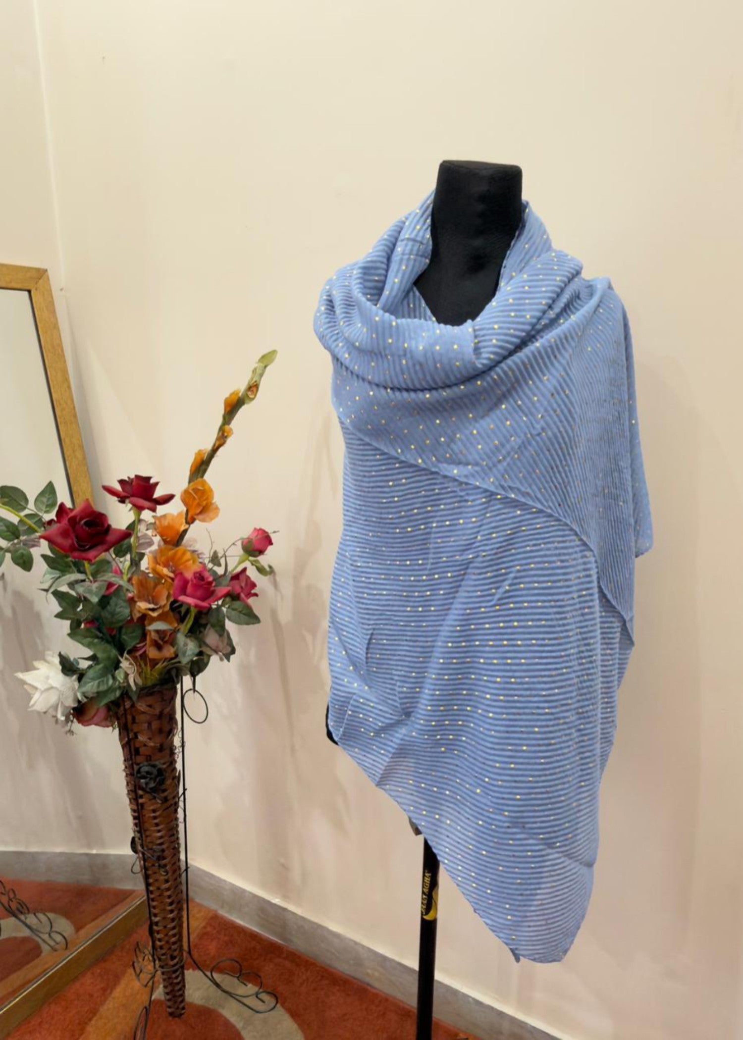 textured lawn Hijab in Carolina blue