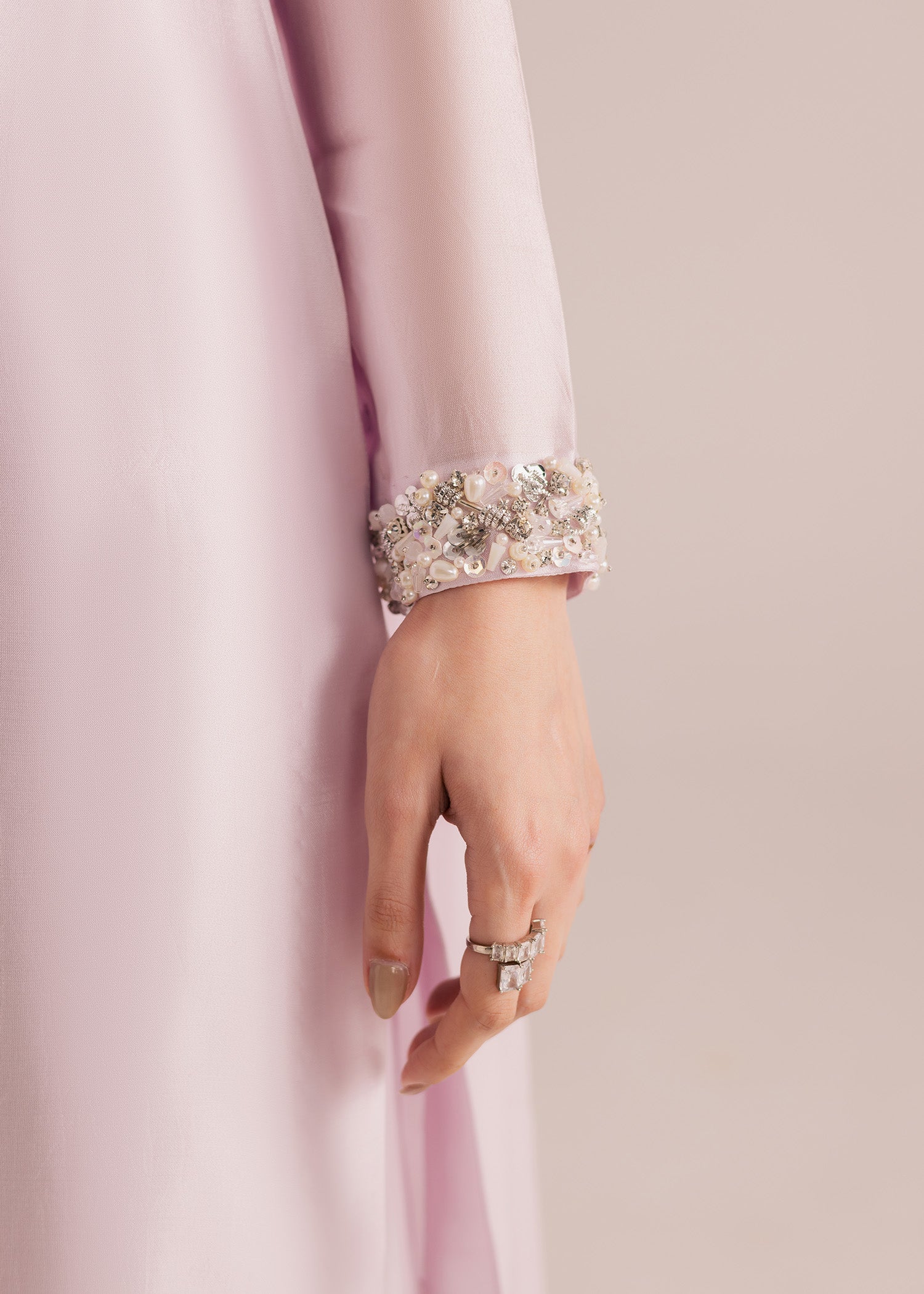 tussar silk Kurta Set in Lilac