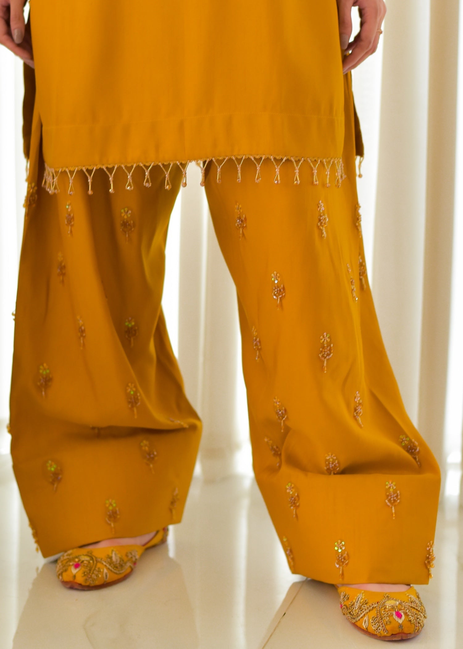indian raw silk Kurta Set in Mustard