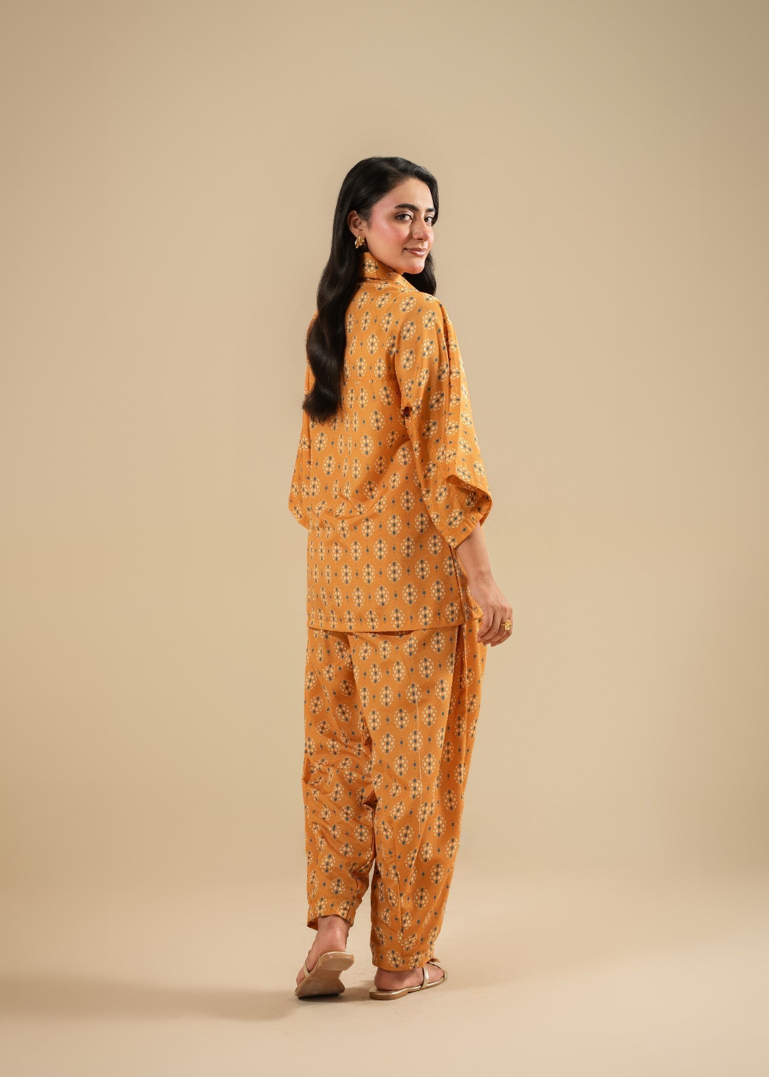 korean raw silk Co ord Sets in Mustard