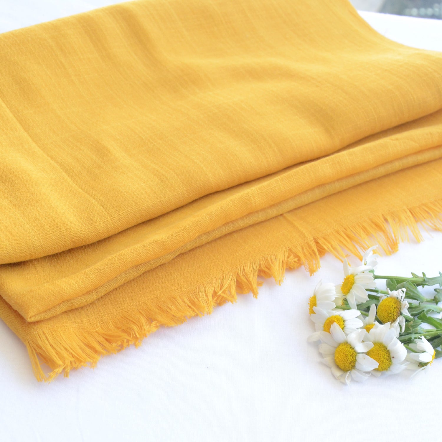 slub lawn Hijab in Mustard
