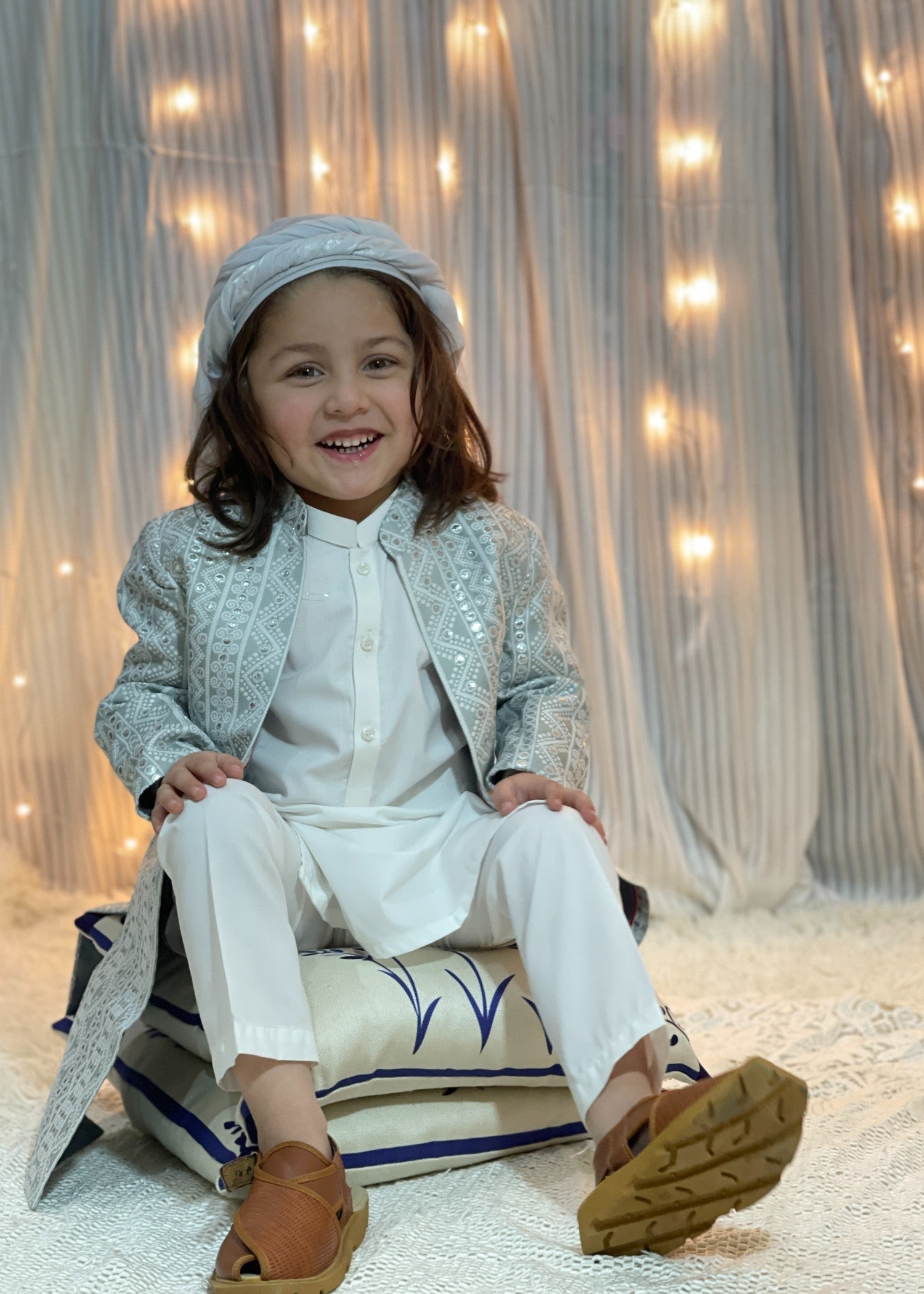 jamawar Sherwani in Grey