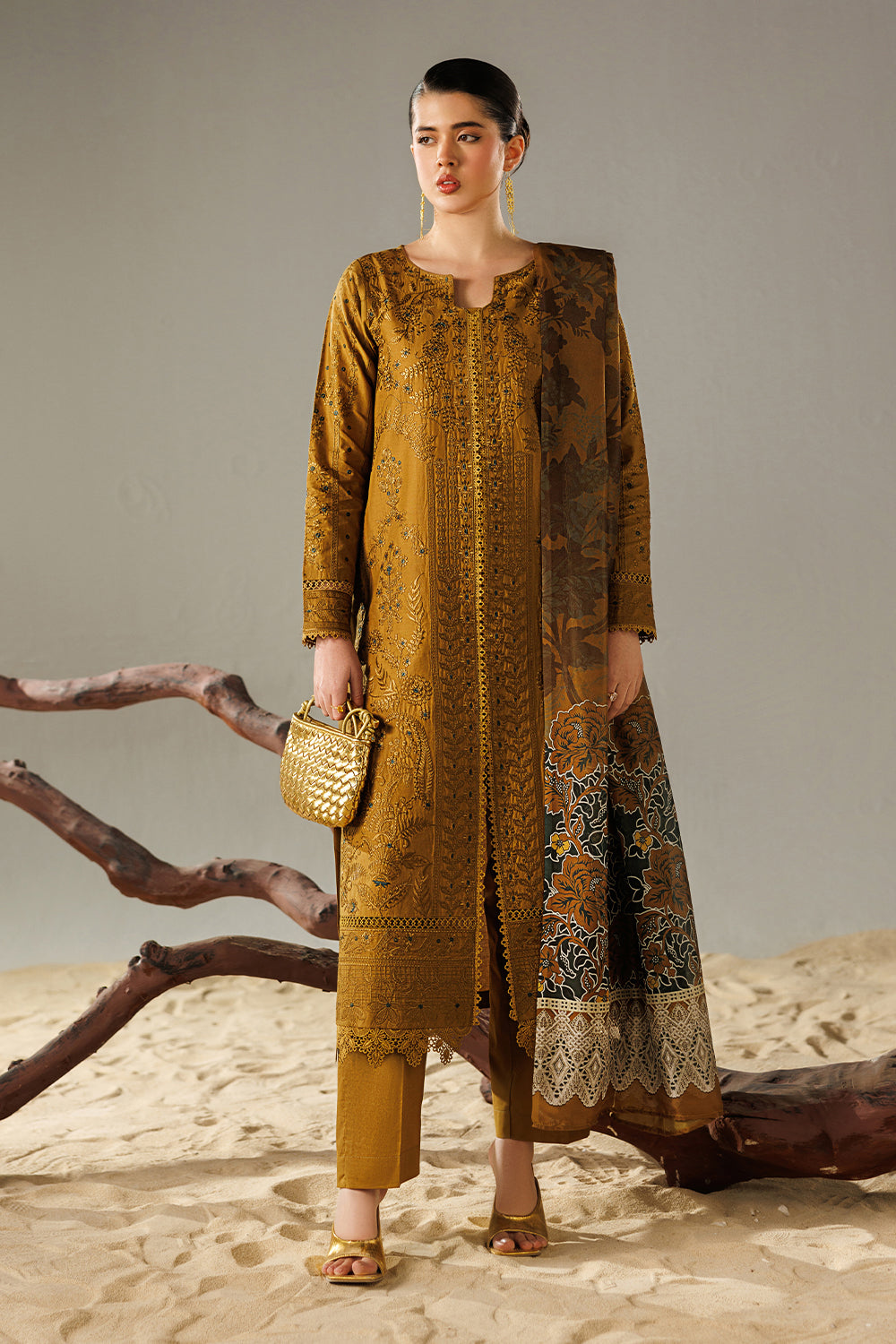 cotton dobby Kurta Set in Mustard