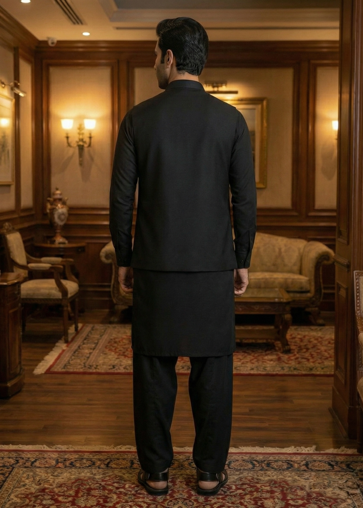 silk Waistcoat in Black