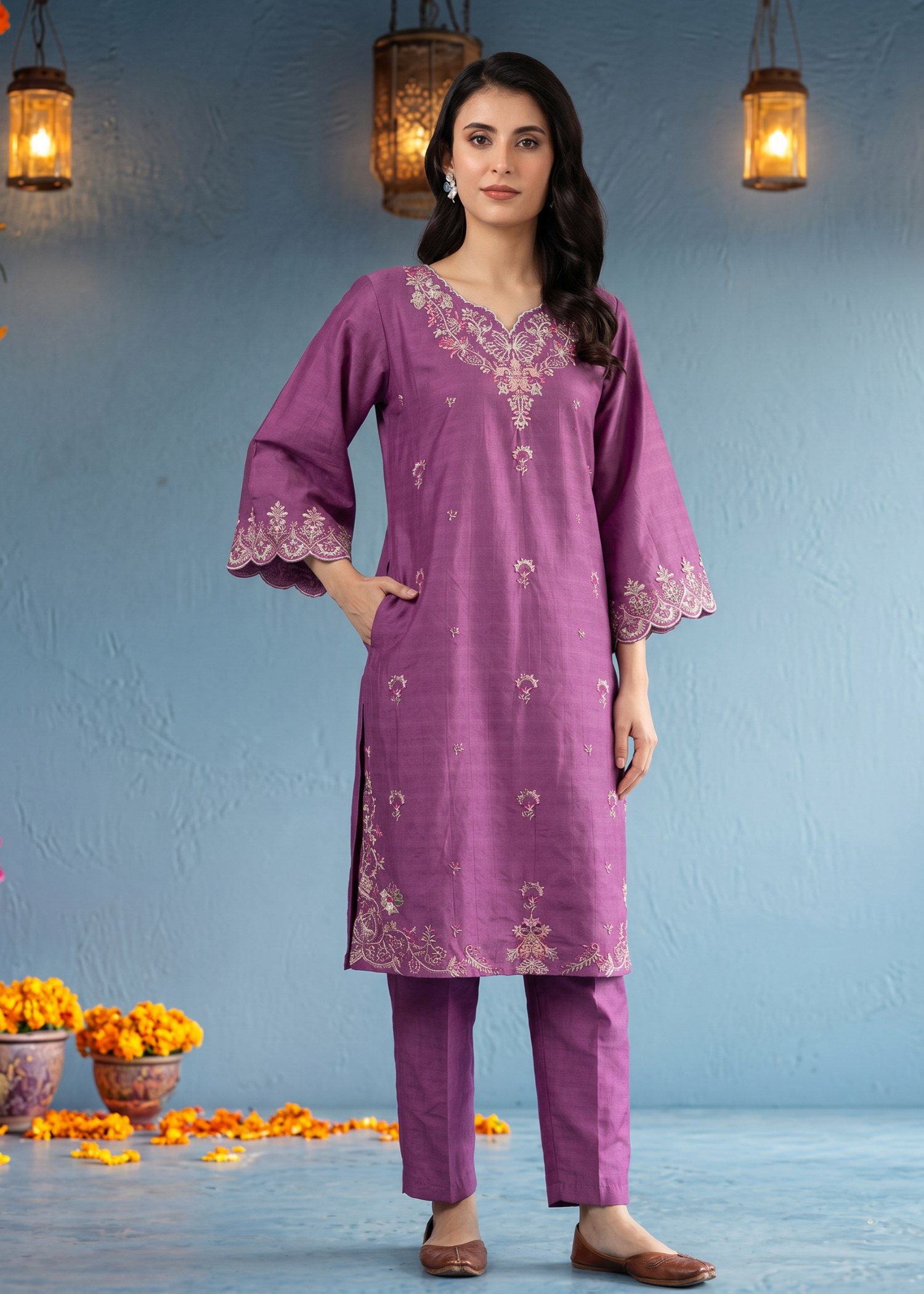 textured lawn Kurti in Byzantium