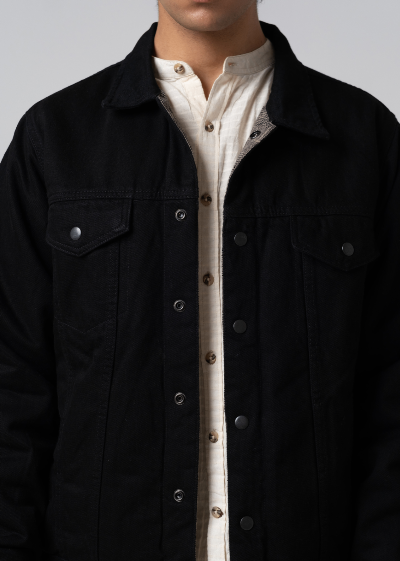 denim Jacket in Grey, black