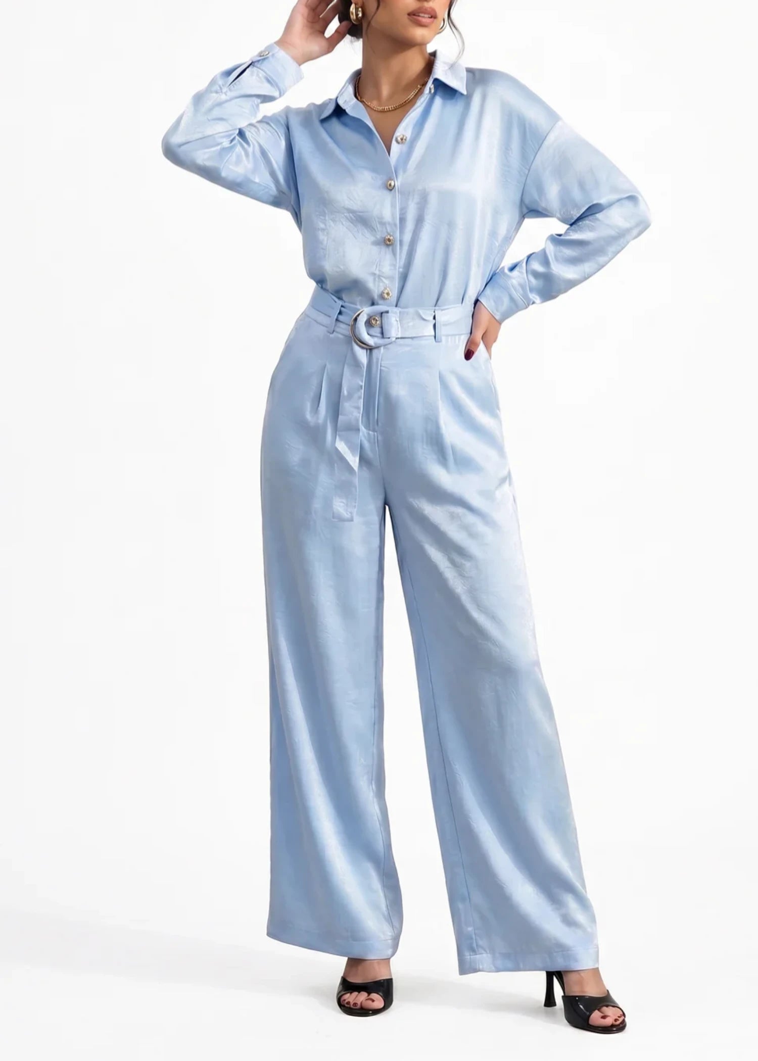 viscose Trousers in Ice blue