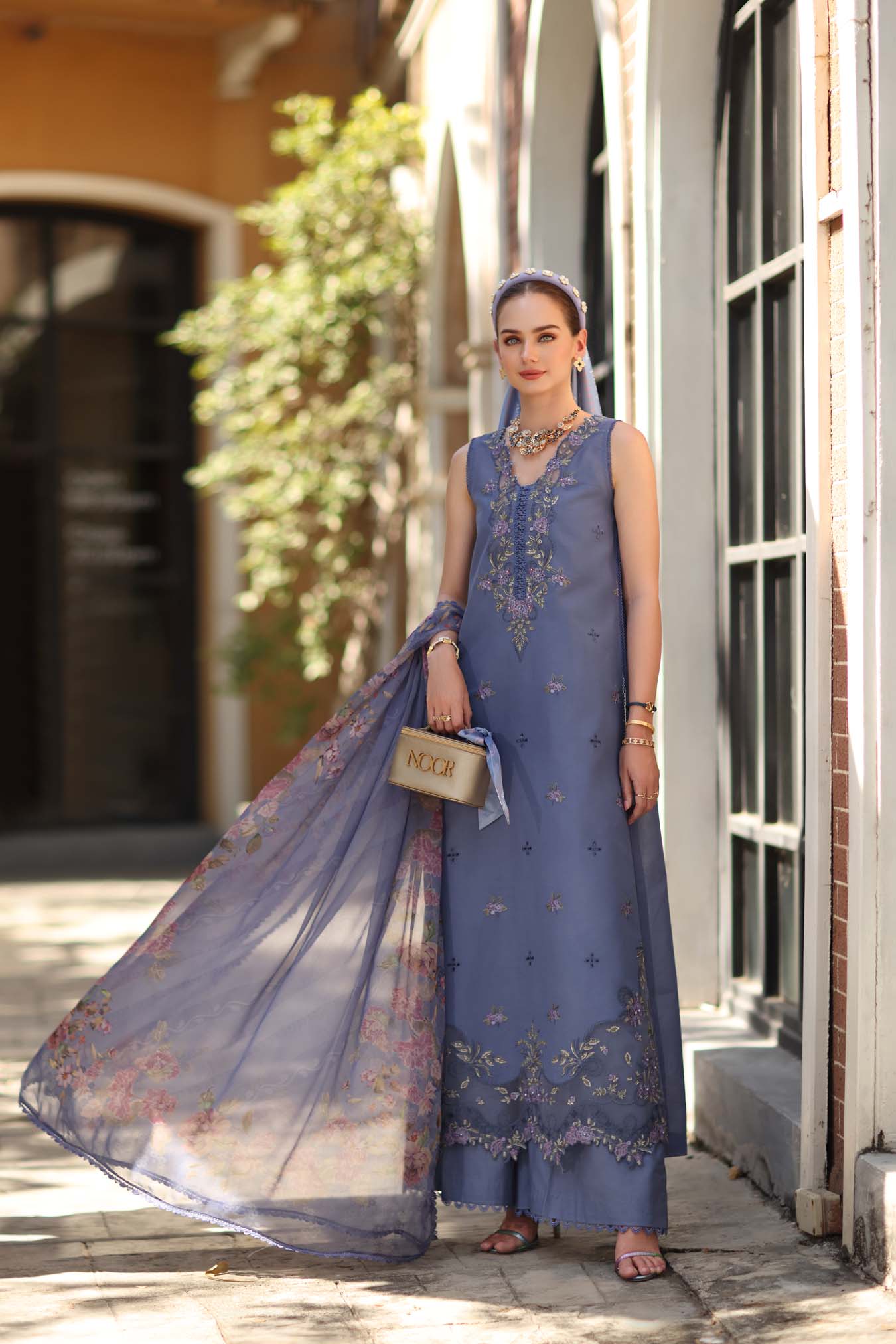 Noor Eid Luxe Printskhaas Lawn – D3 - B - Stormy Lilac