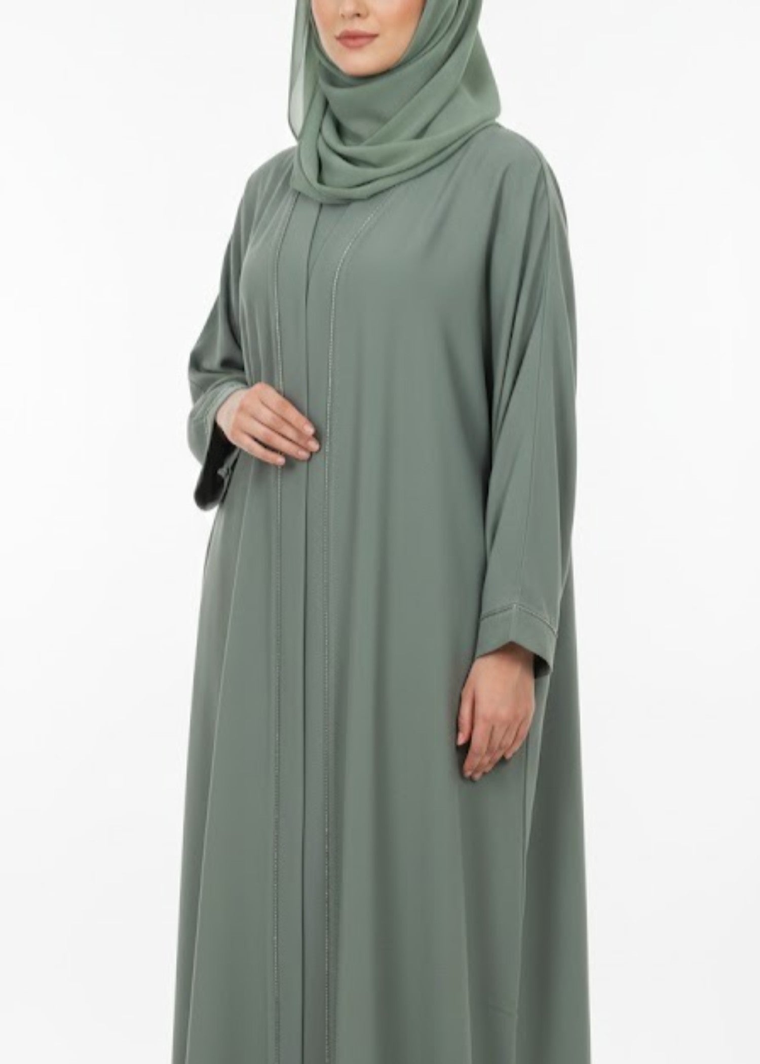 silk Abaya in Pistachio green