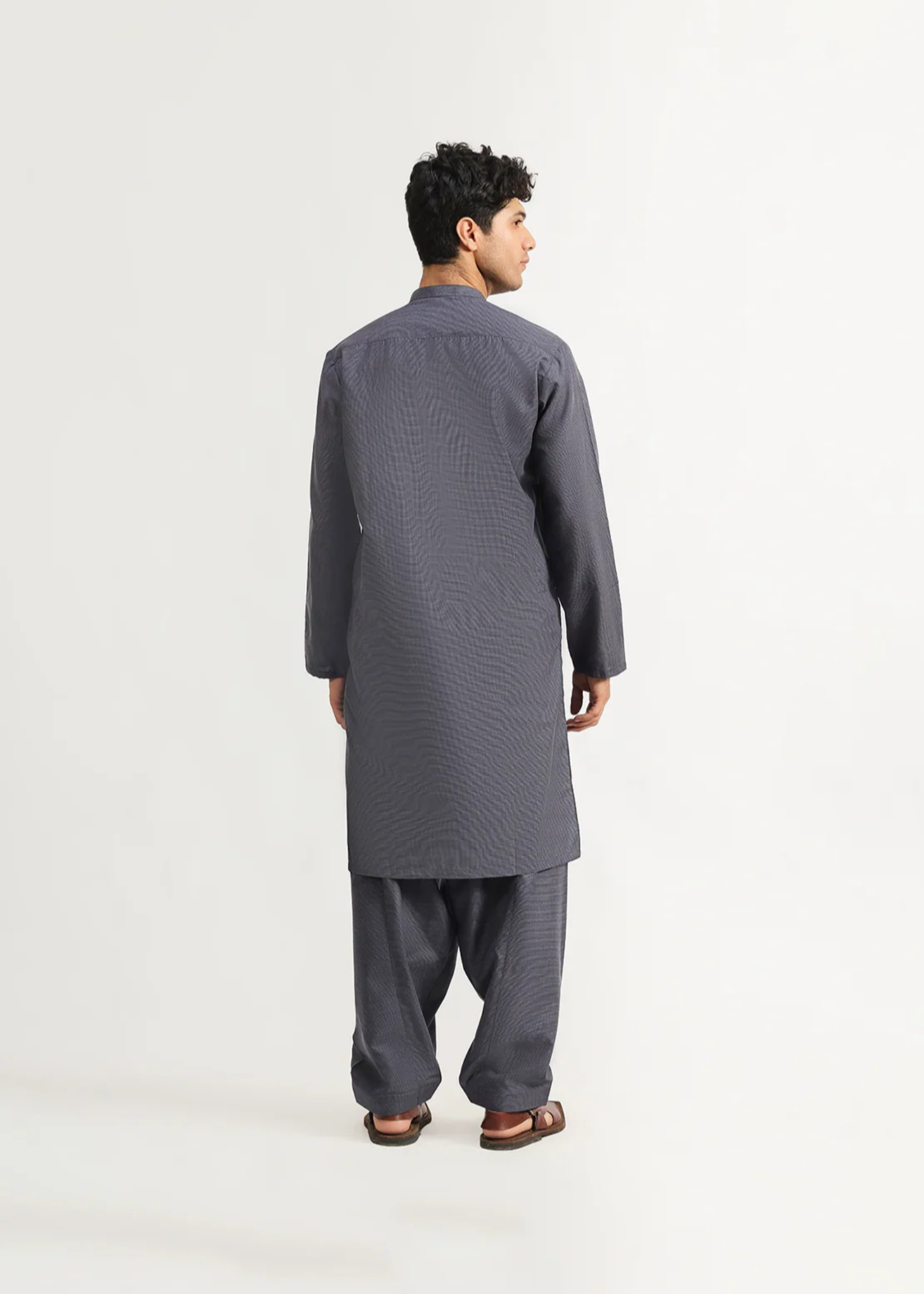 wash & wear Kurta Set in Charcoal by Ismail's -