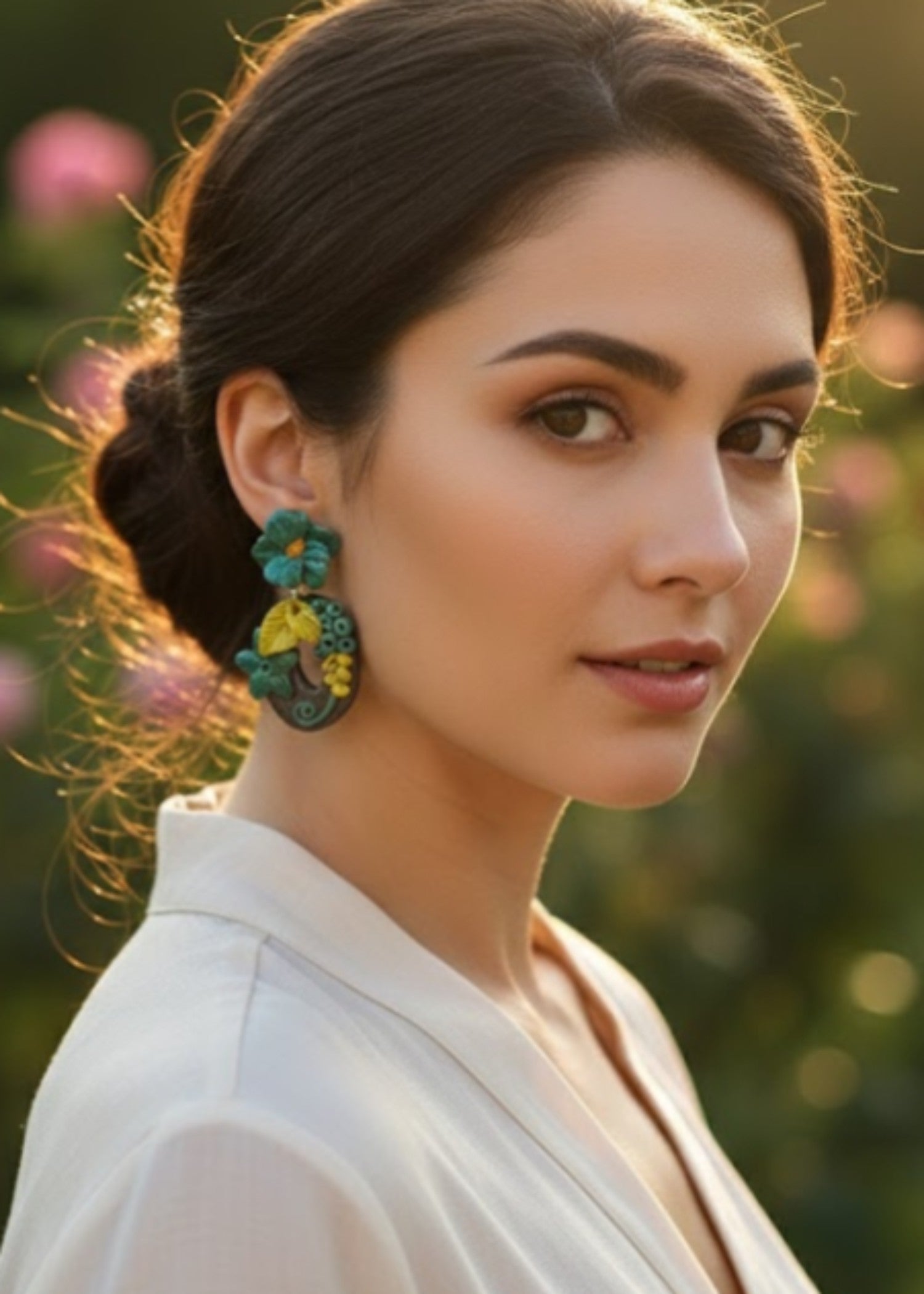 Earrings in Steal grey, pacific blue, herb green Color by - Trendy Women Earrings RZM7654