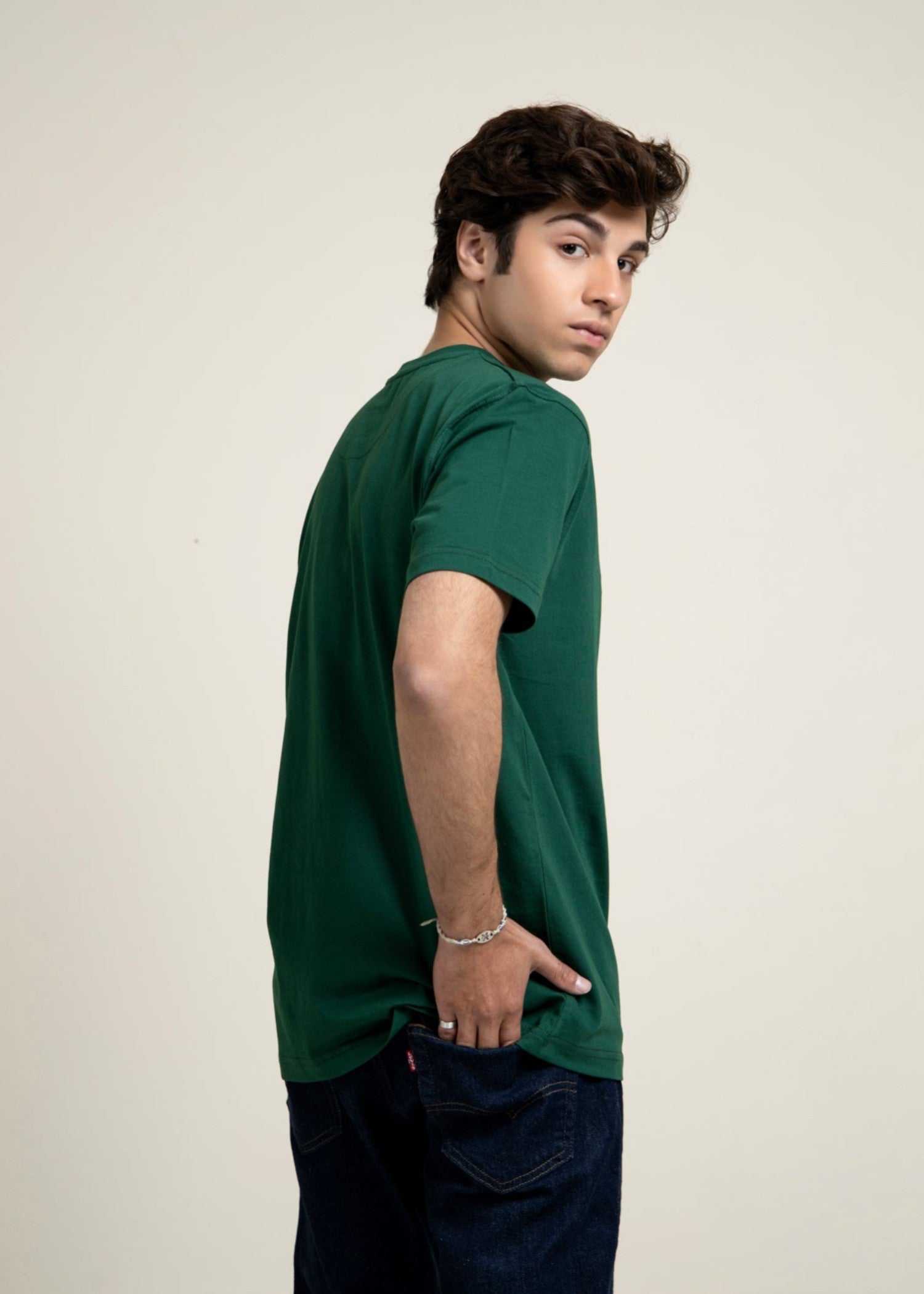 cotton jersey T Shirt in Green