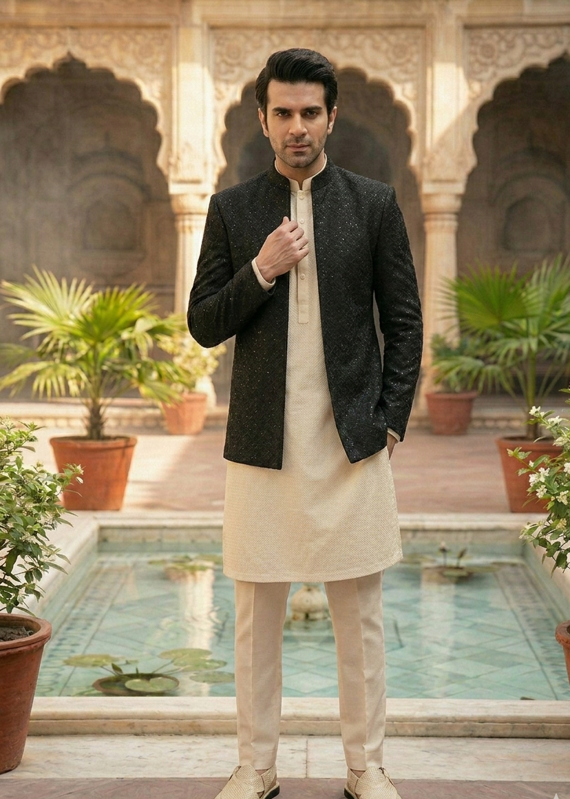 silk Prince Coat in Black