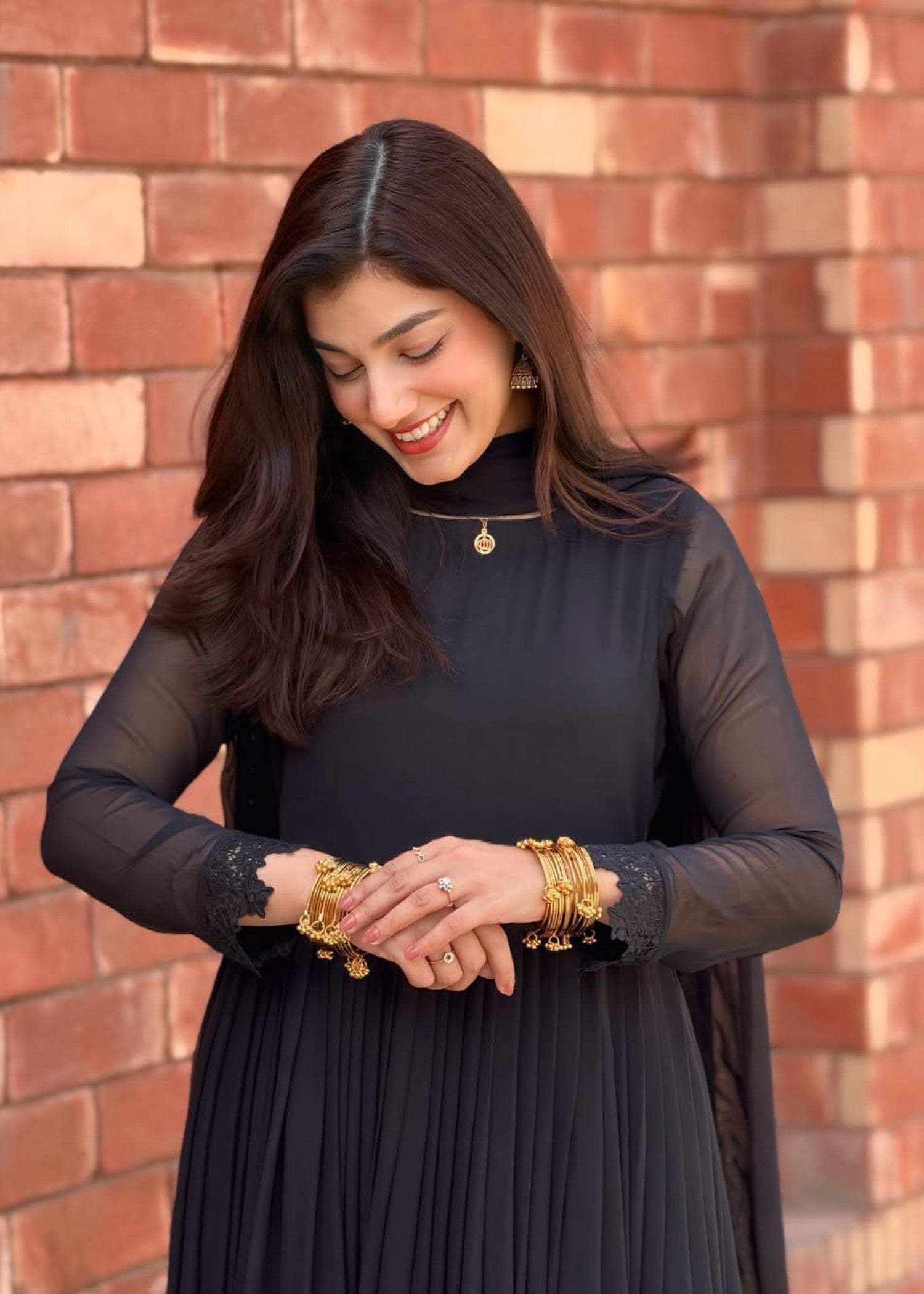 georgette chiffon Maxi in Black