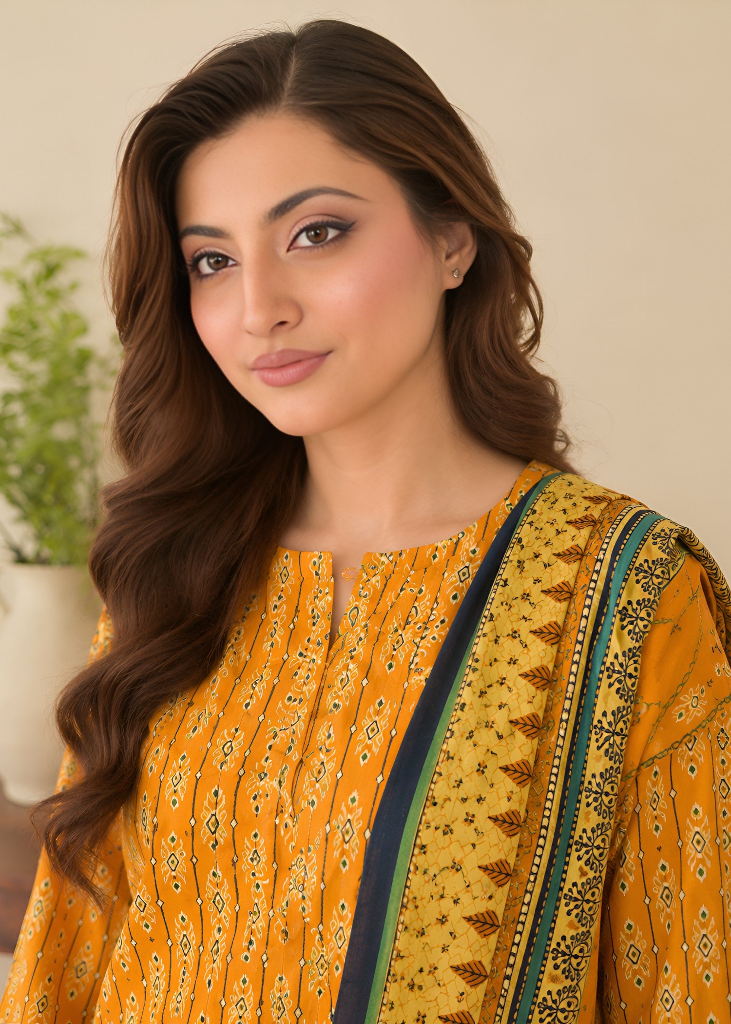 lawn Kurta Set in Marigold