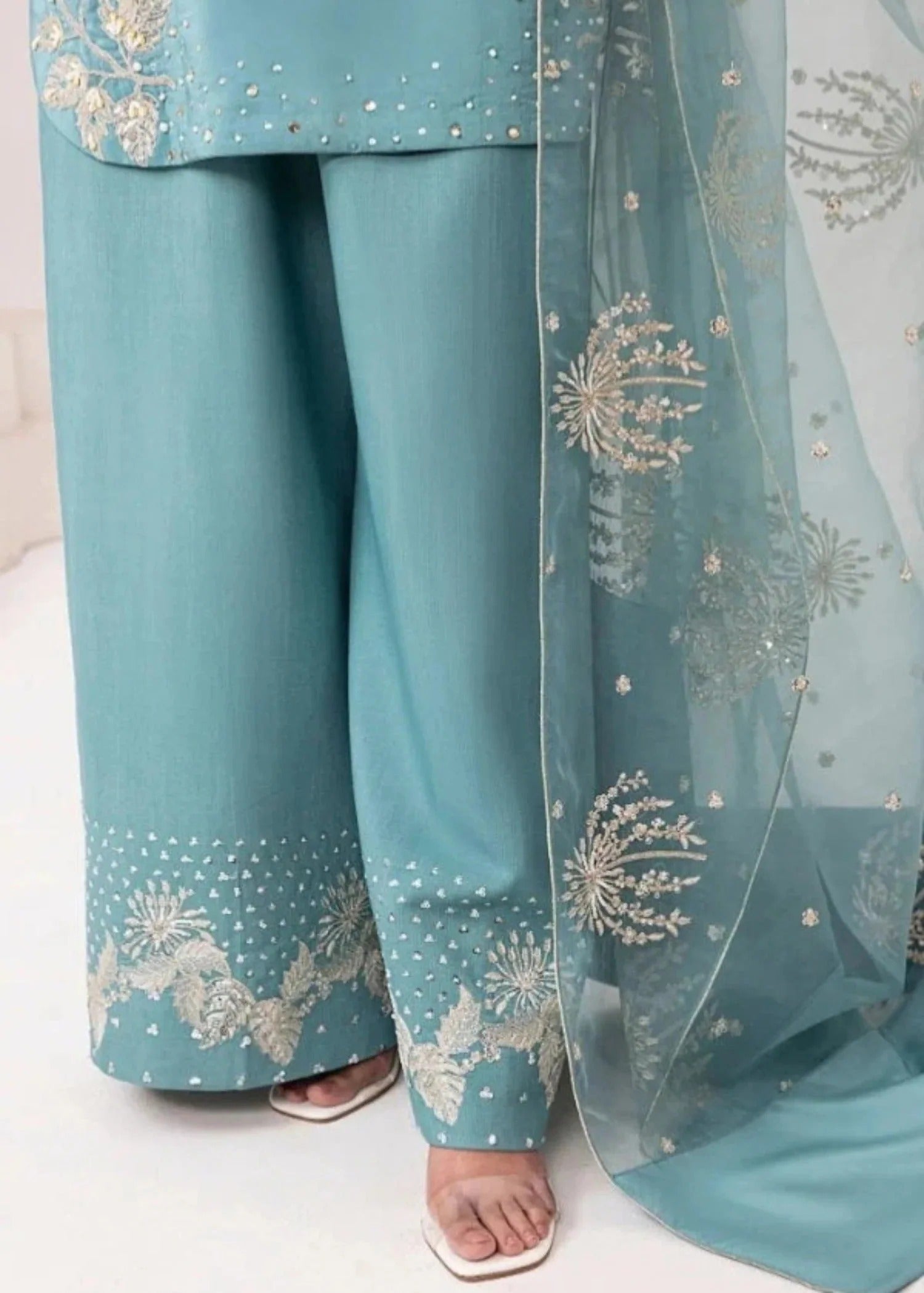 linen Kurta Set in Sky blue