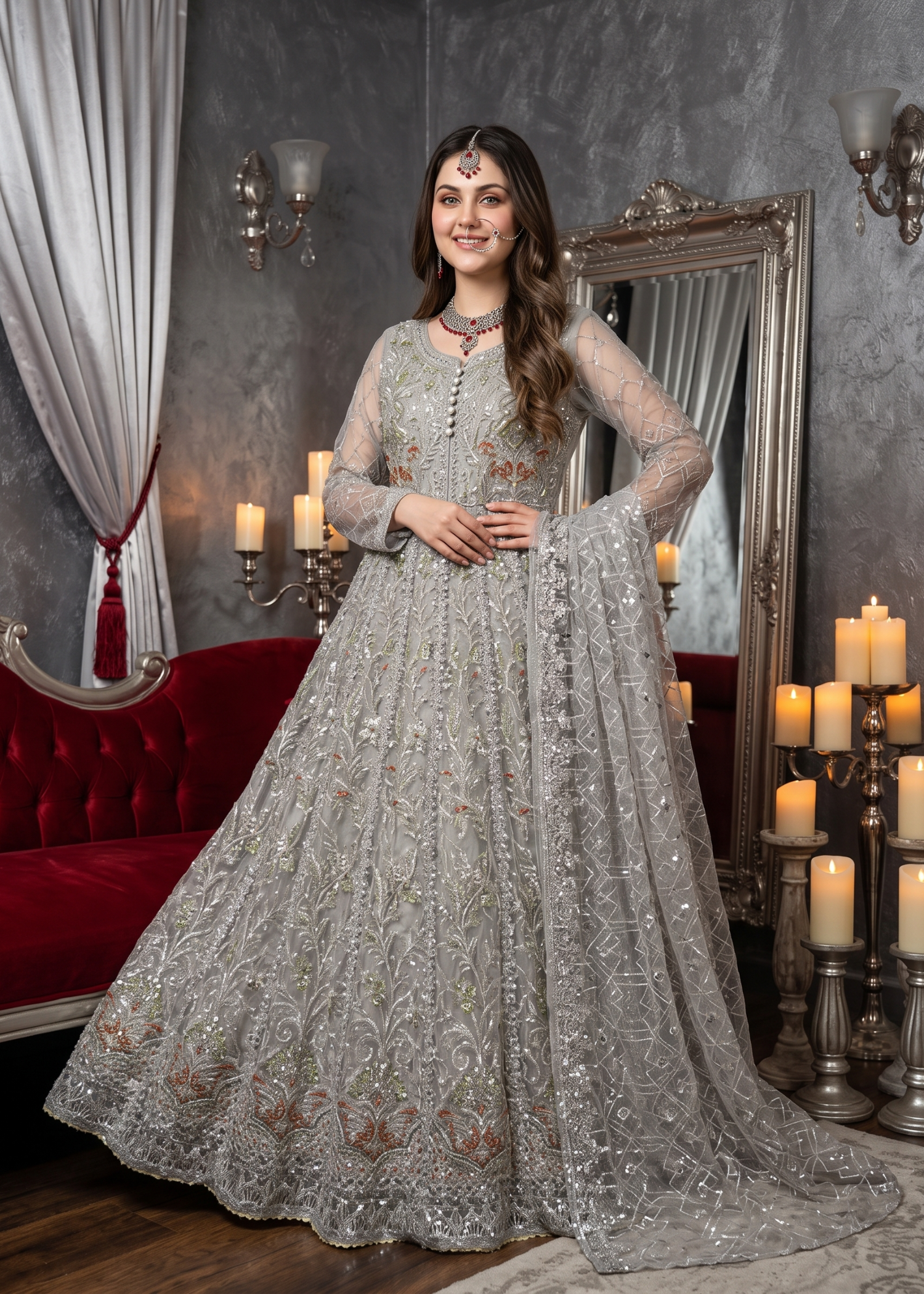 kattan silk Maxi in Ash grey