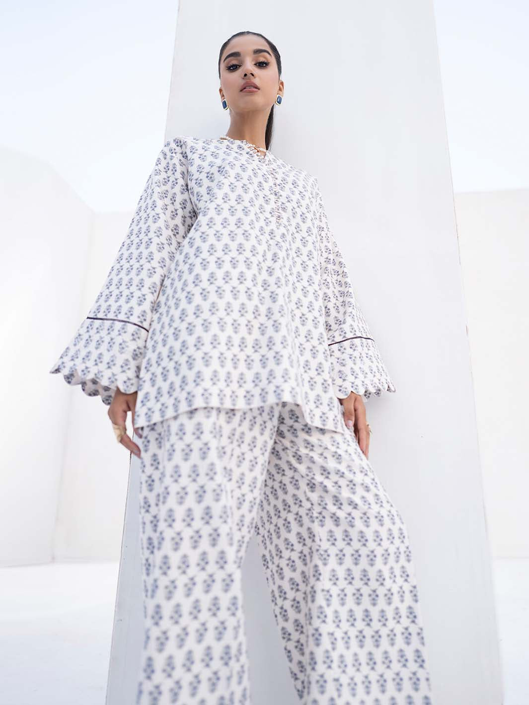 poly silk Co Ord Sets in Cream