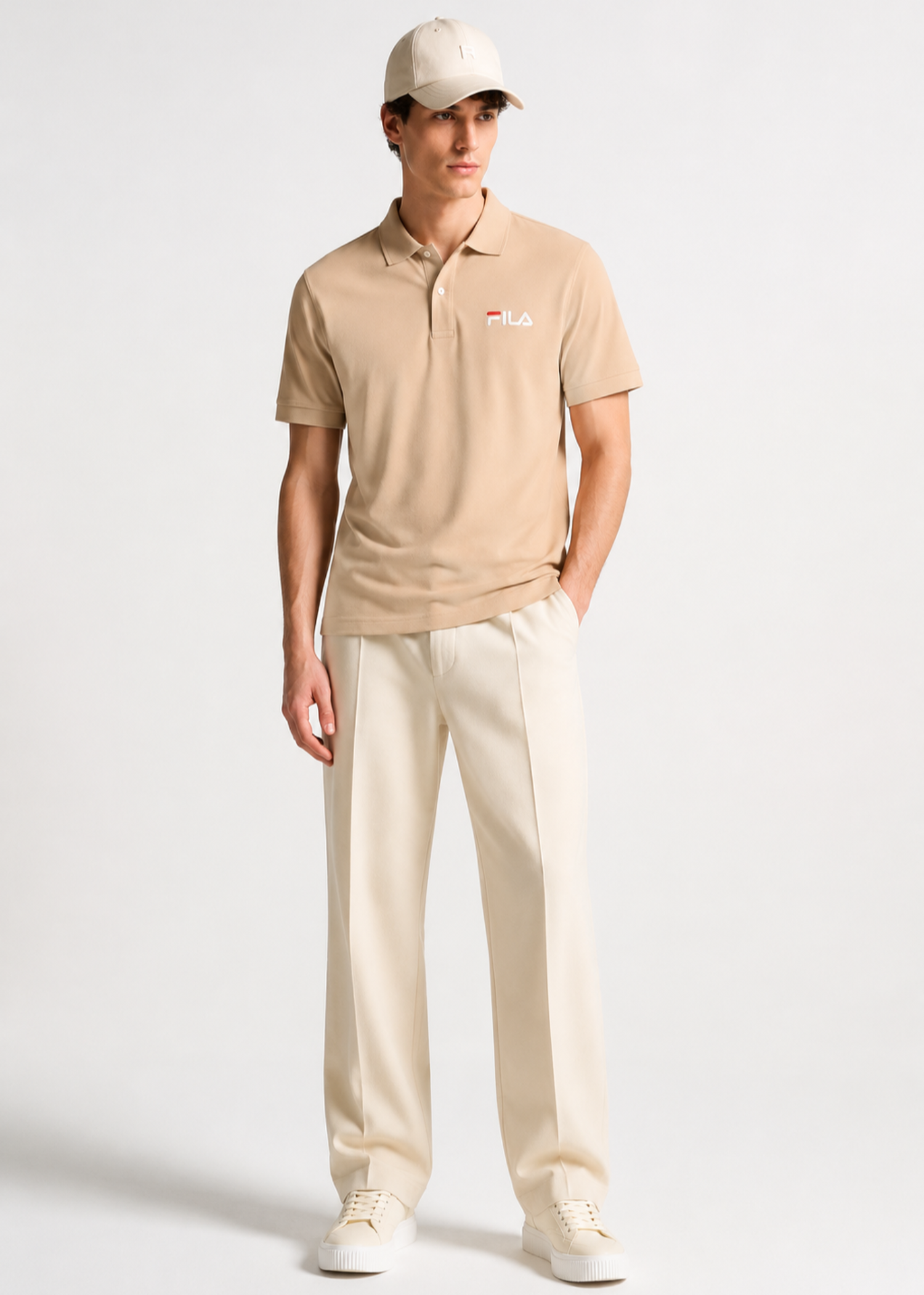 cotton jersey Polo Shirt in Beige