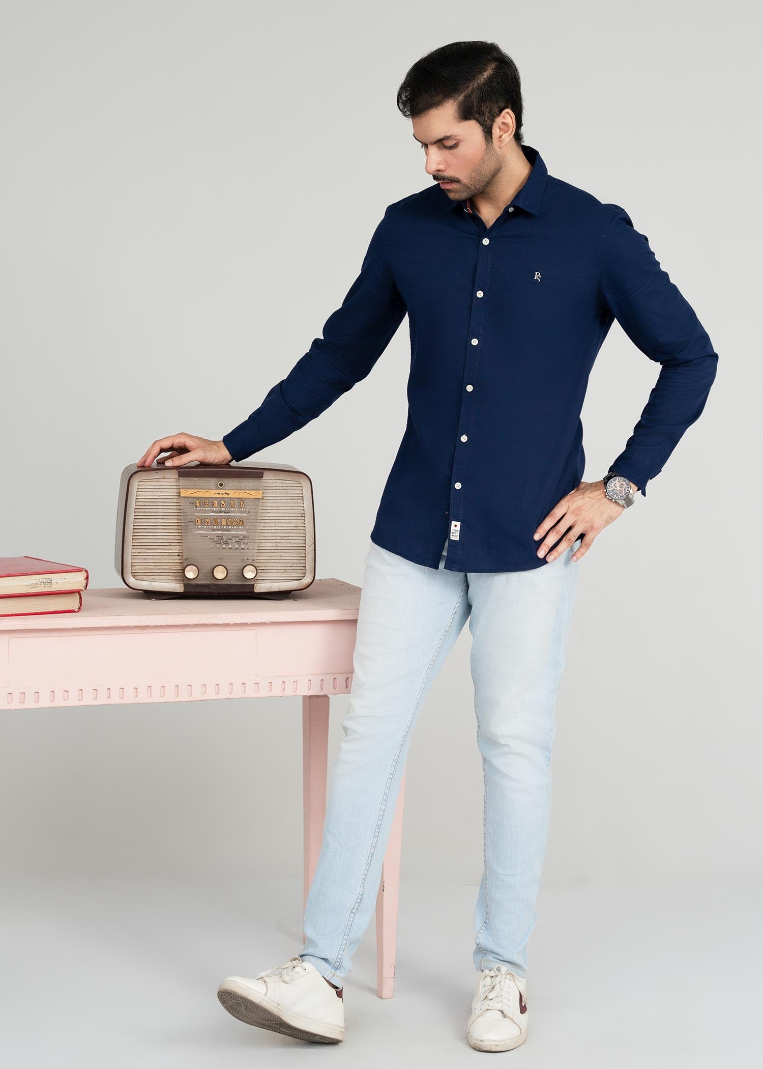 dobby Casual Shirt in Blue