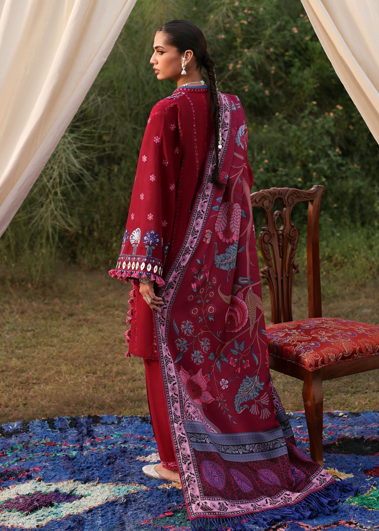 khaddar Unstitched in Red