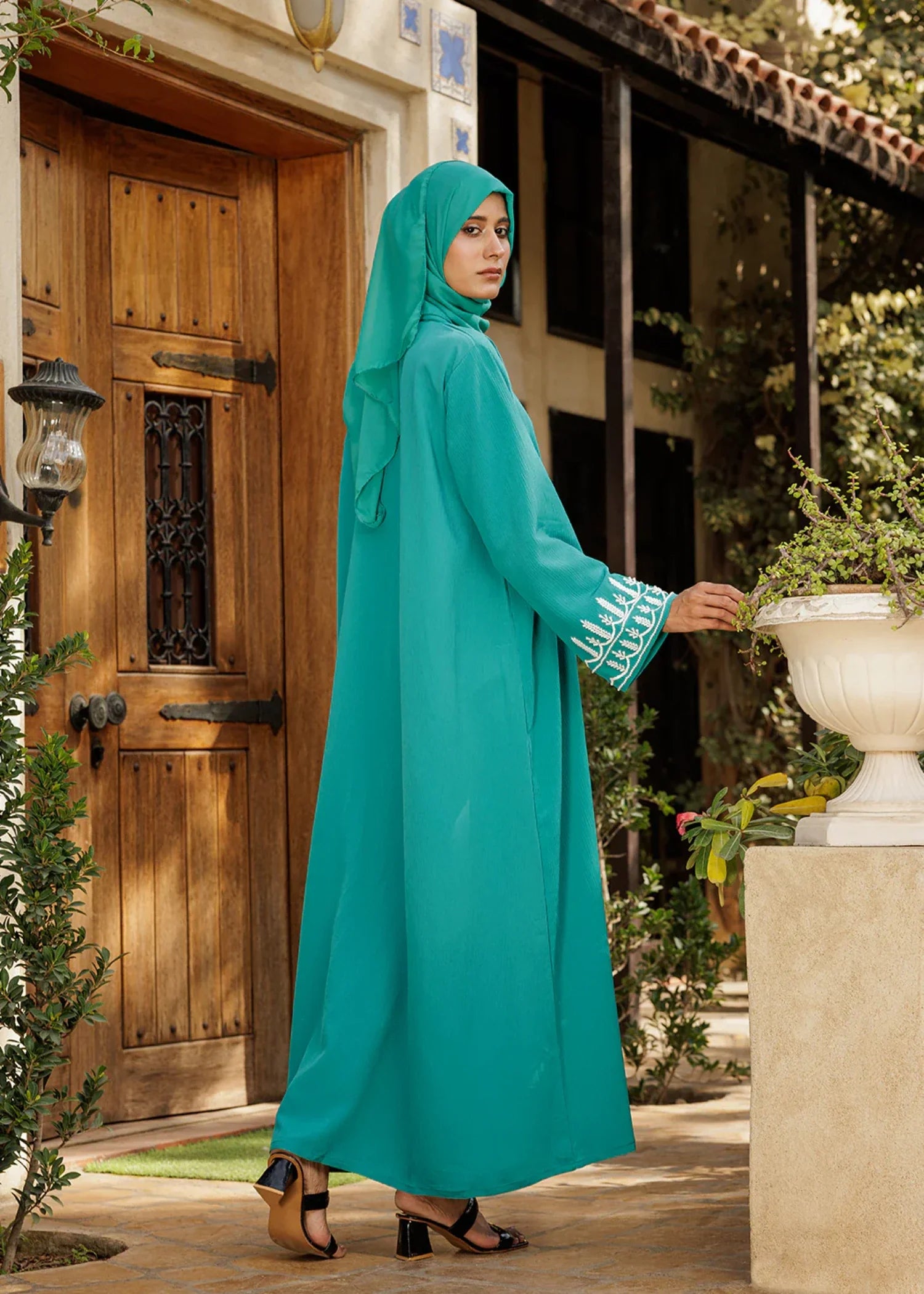 georgette Abaya in Sea green