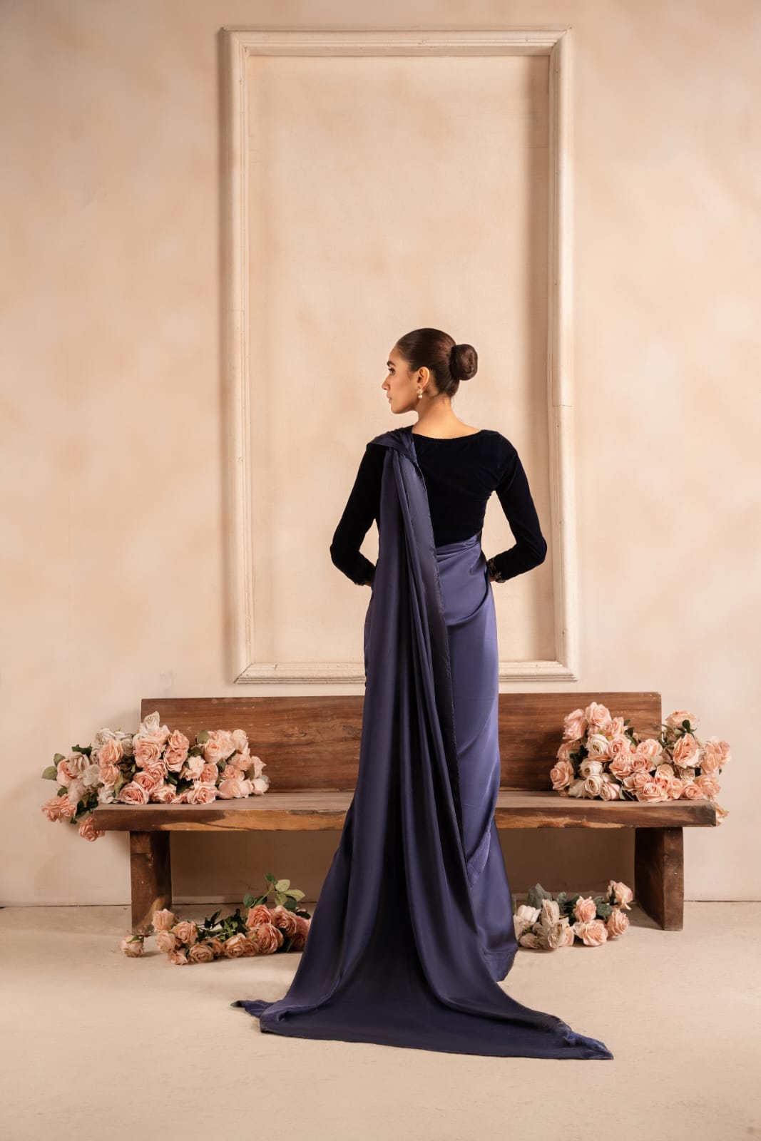 velvet Saree in Blue
