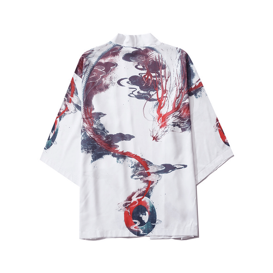 Source Japanese Ukiyo-E Road Robe Kimono Three-Quarter Sleeve Loose Unbuttoned Trendy Cloak Shirt Jacket