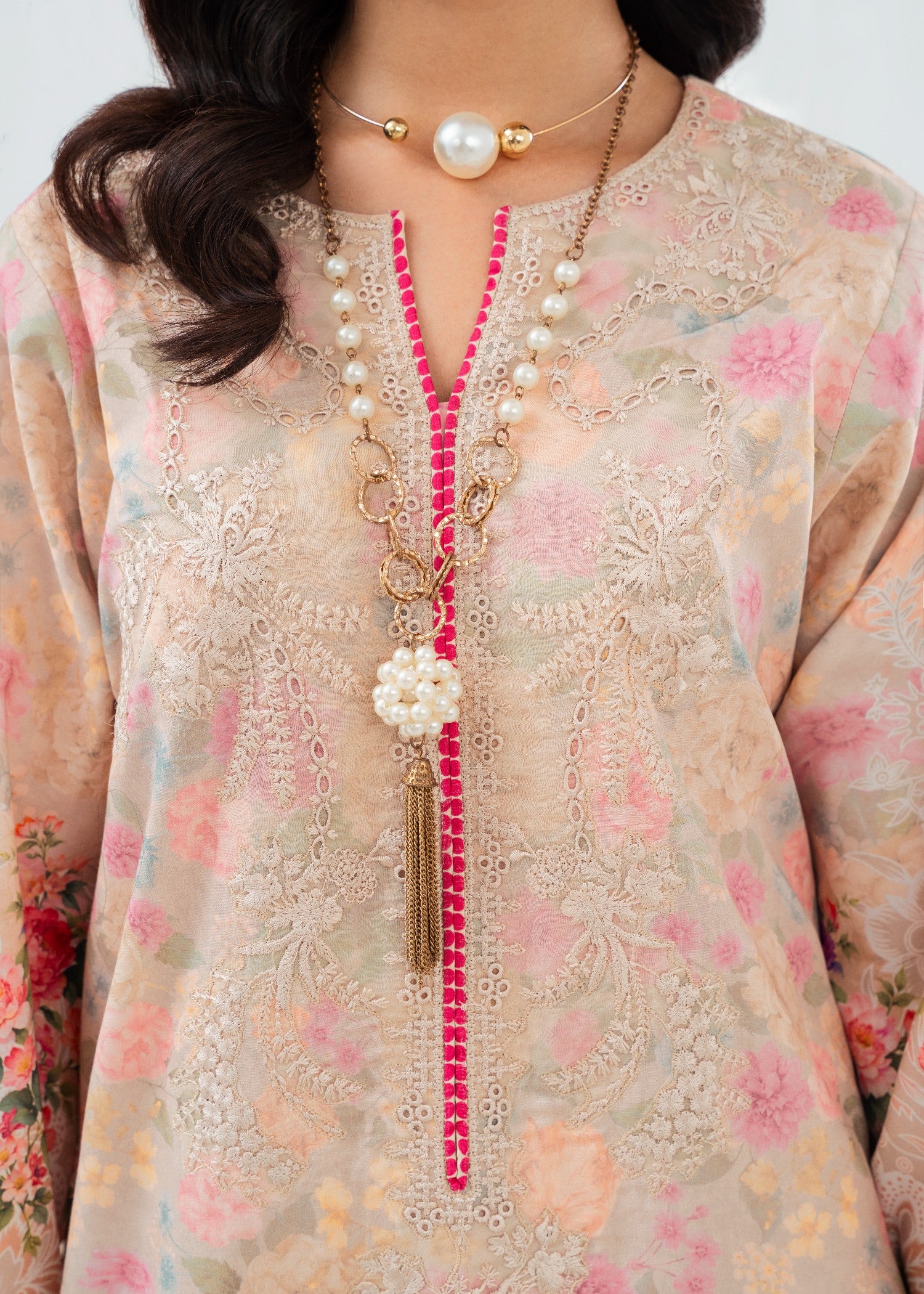lawn Kurta Set in Light pink