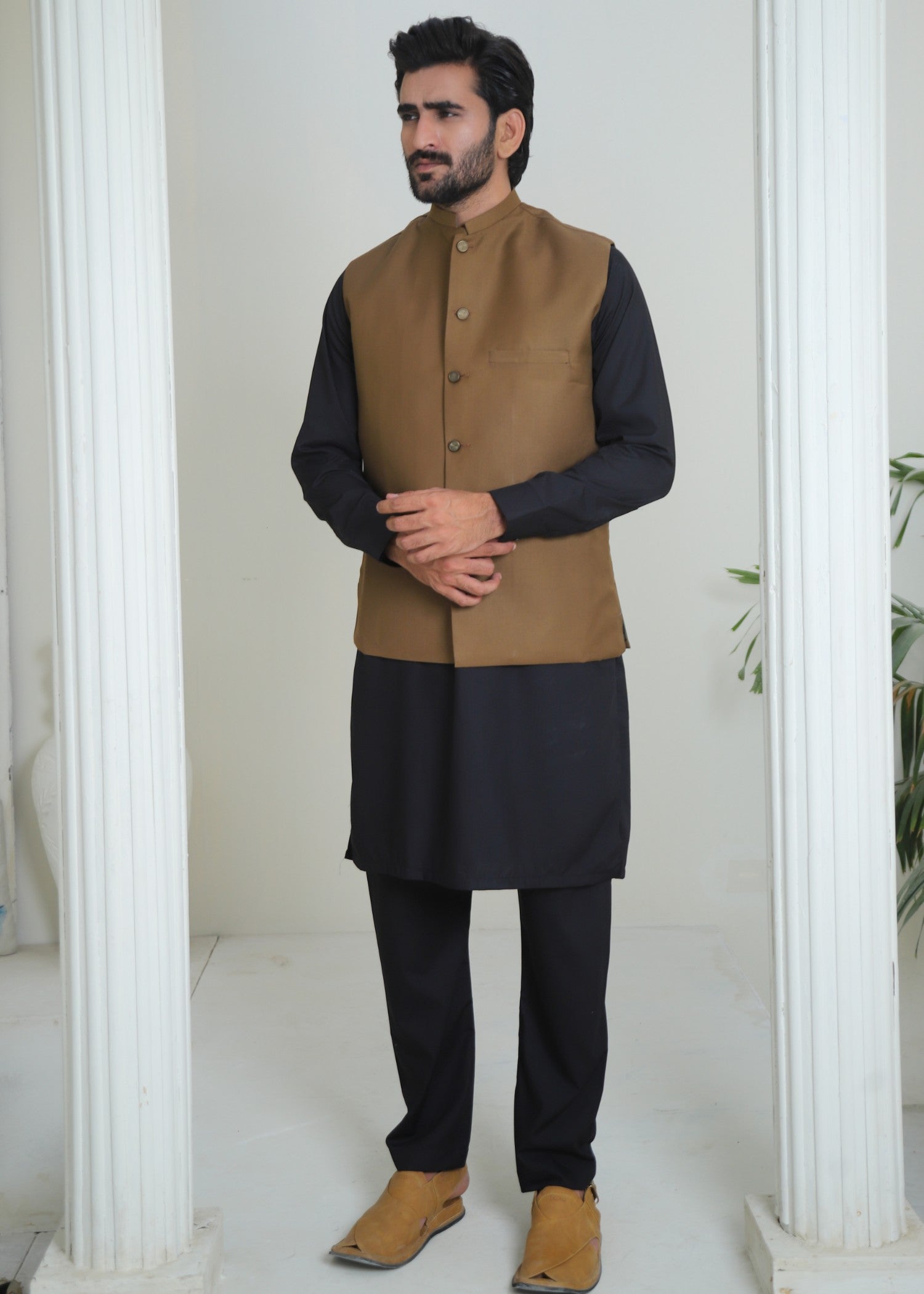 suiting Waistcoat in Golden brown