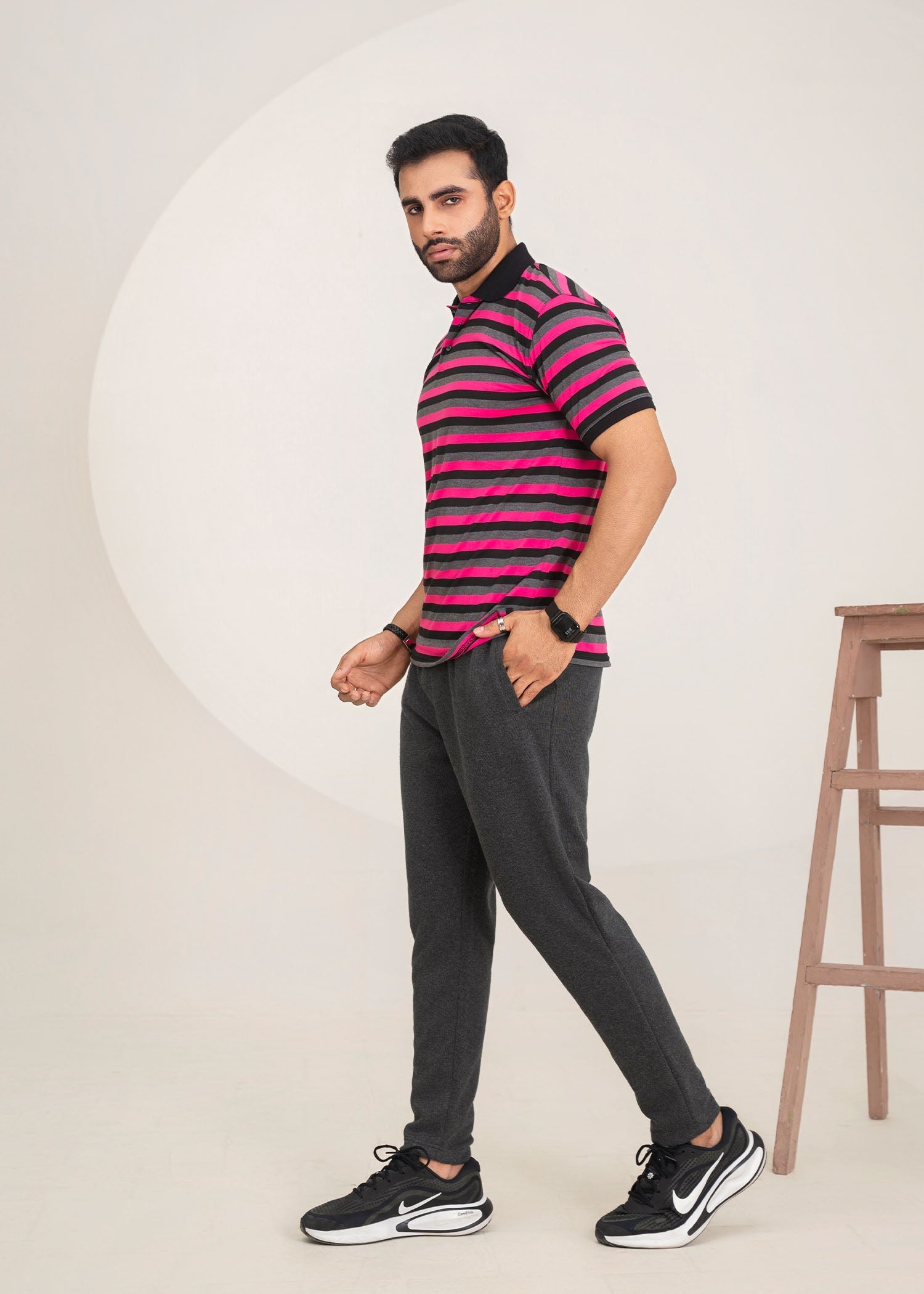 cotton Polo Shirt in Hot pink