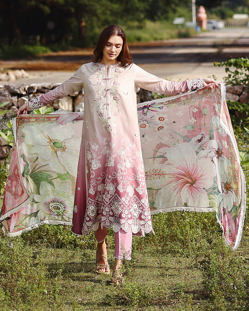 Solace Ombre Chikankari Lawn – Dew Drift