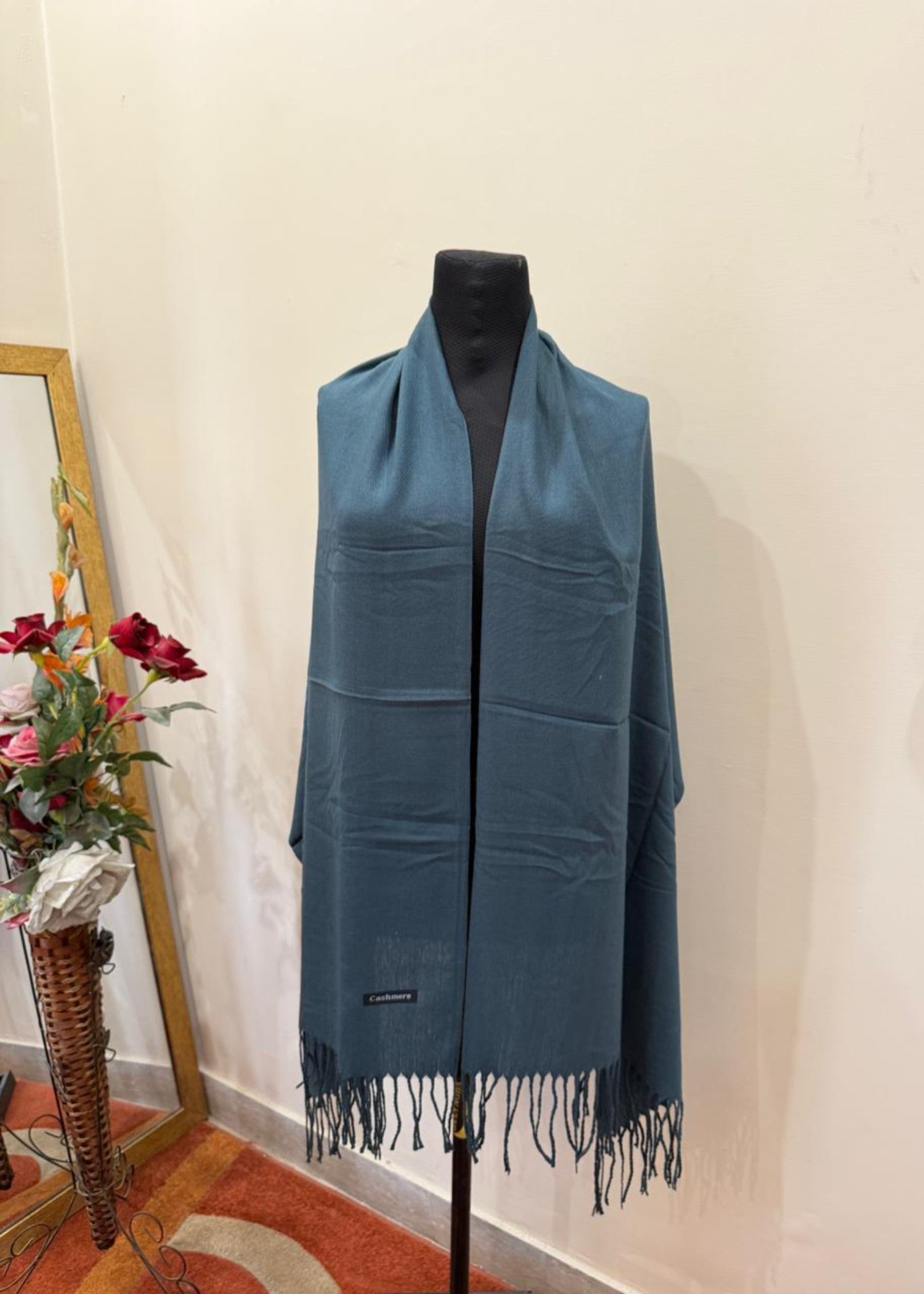 cashmere wool Hijab in Eucalyptus green