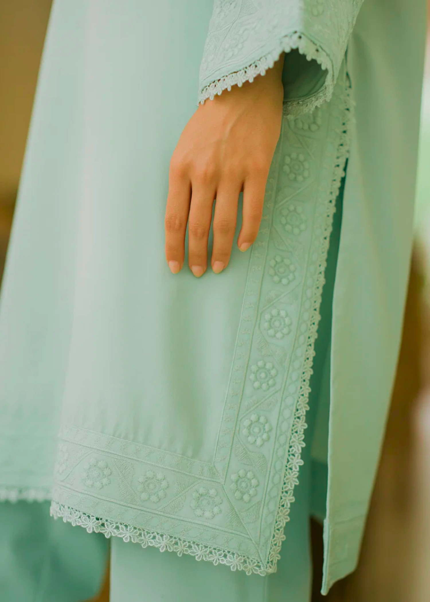 wash & wear Kurta Set in Mint green