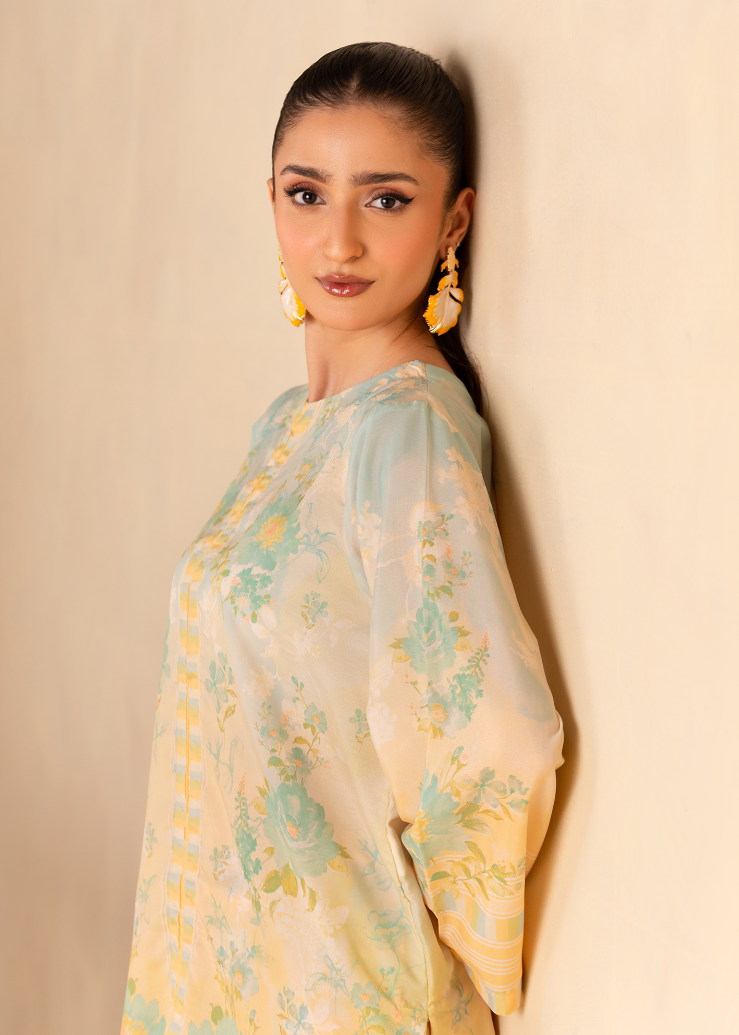 blended cambric Co Ord Sets in Yellow