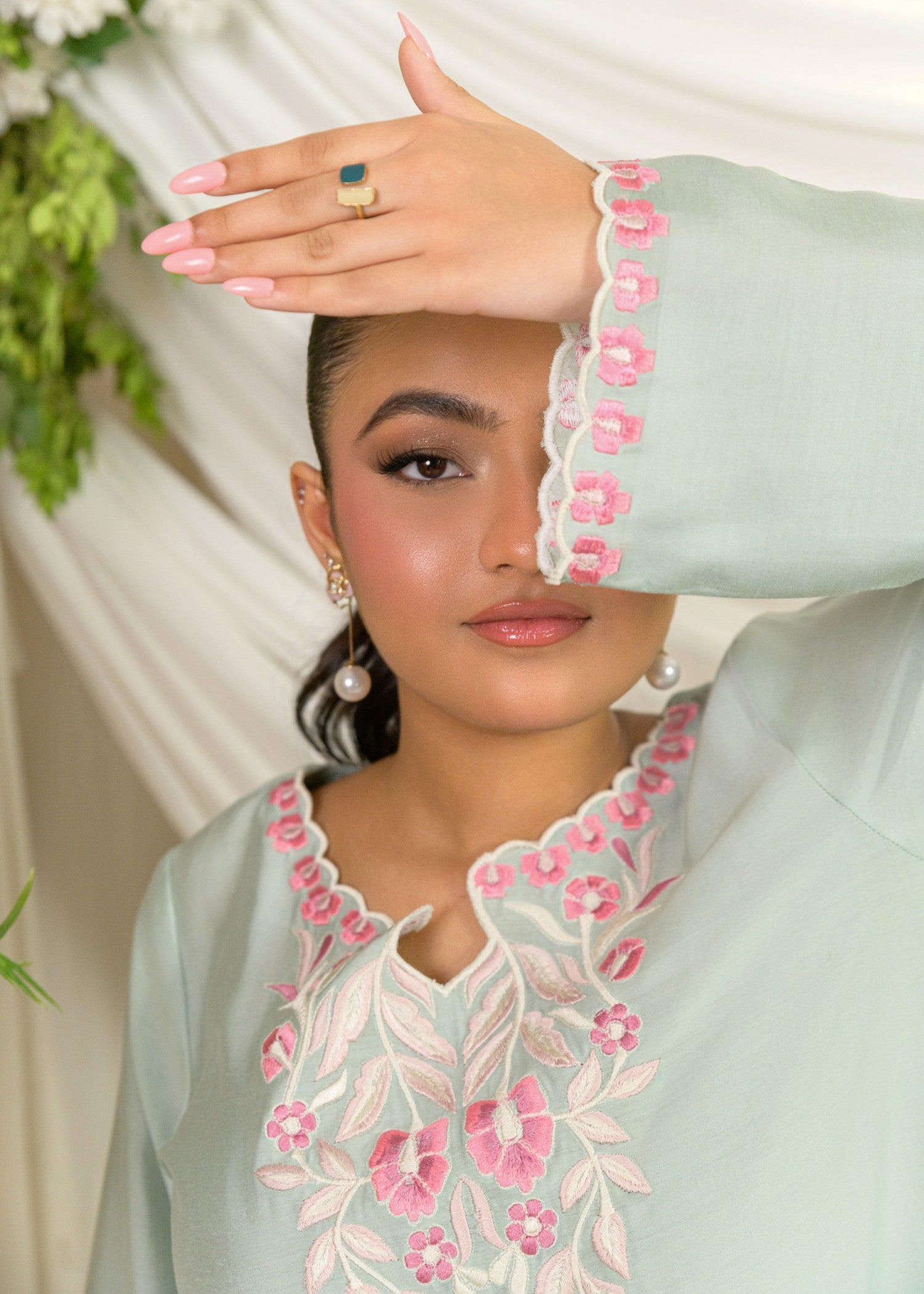 viscose modal Kurta Set in Moss green