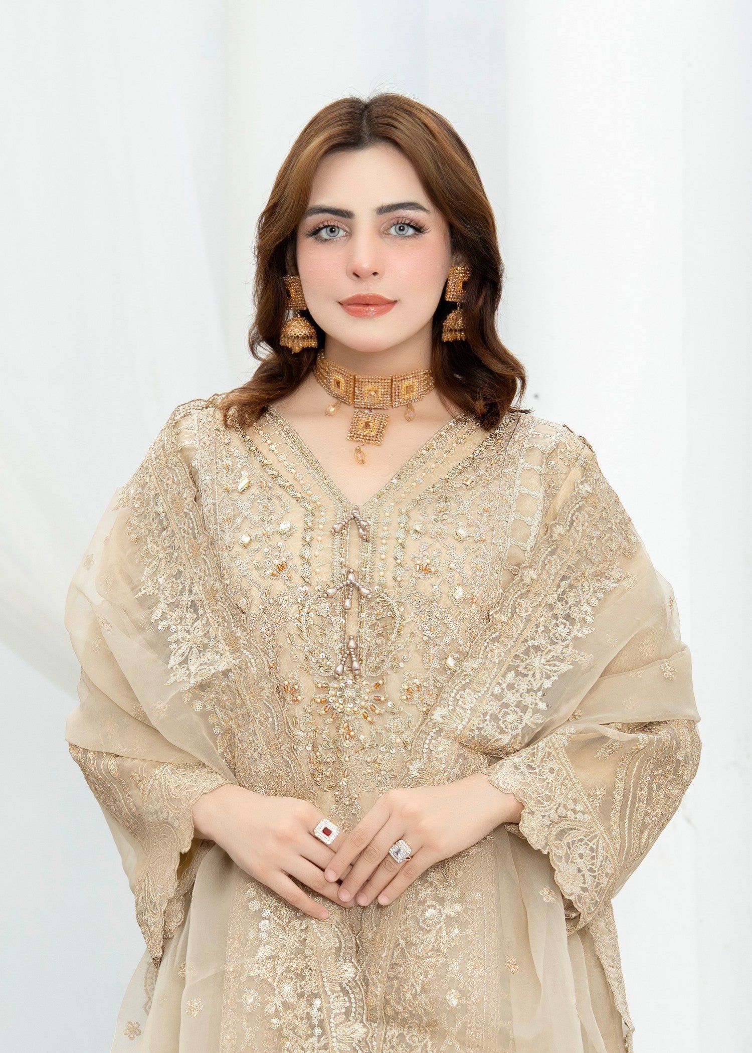 chiffon Kurta Set in Vanilla