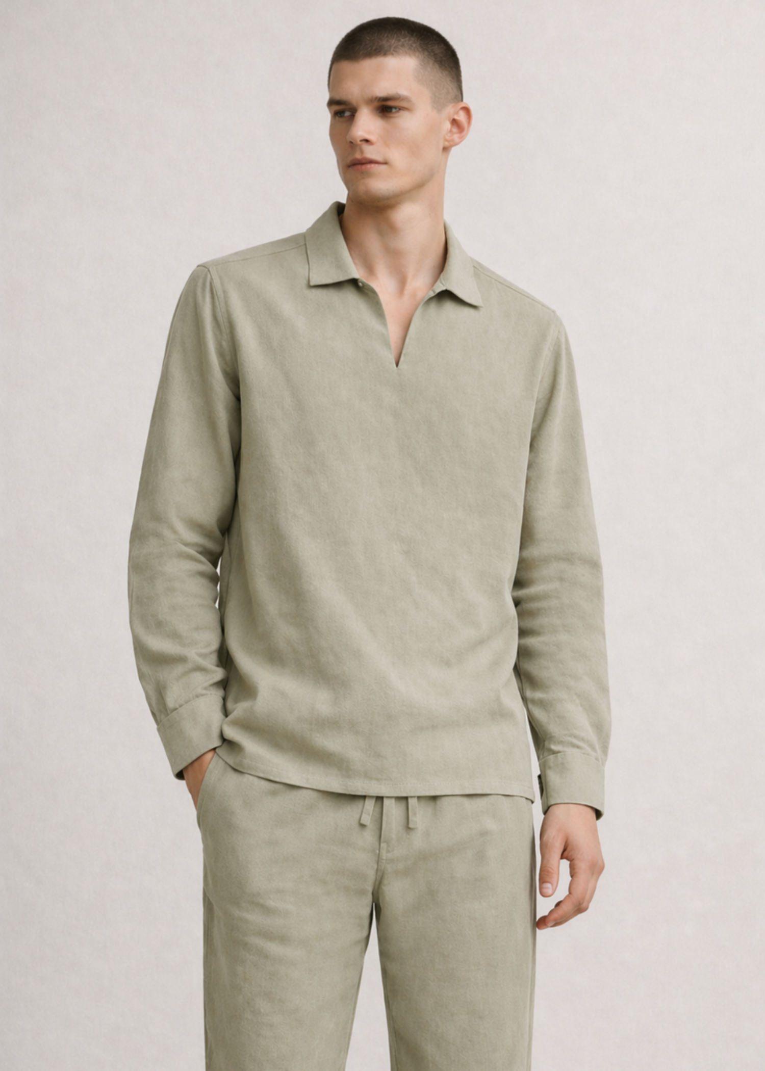 linen Casual Shirt in Ash grey