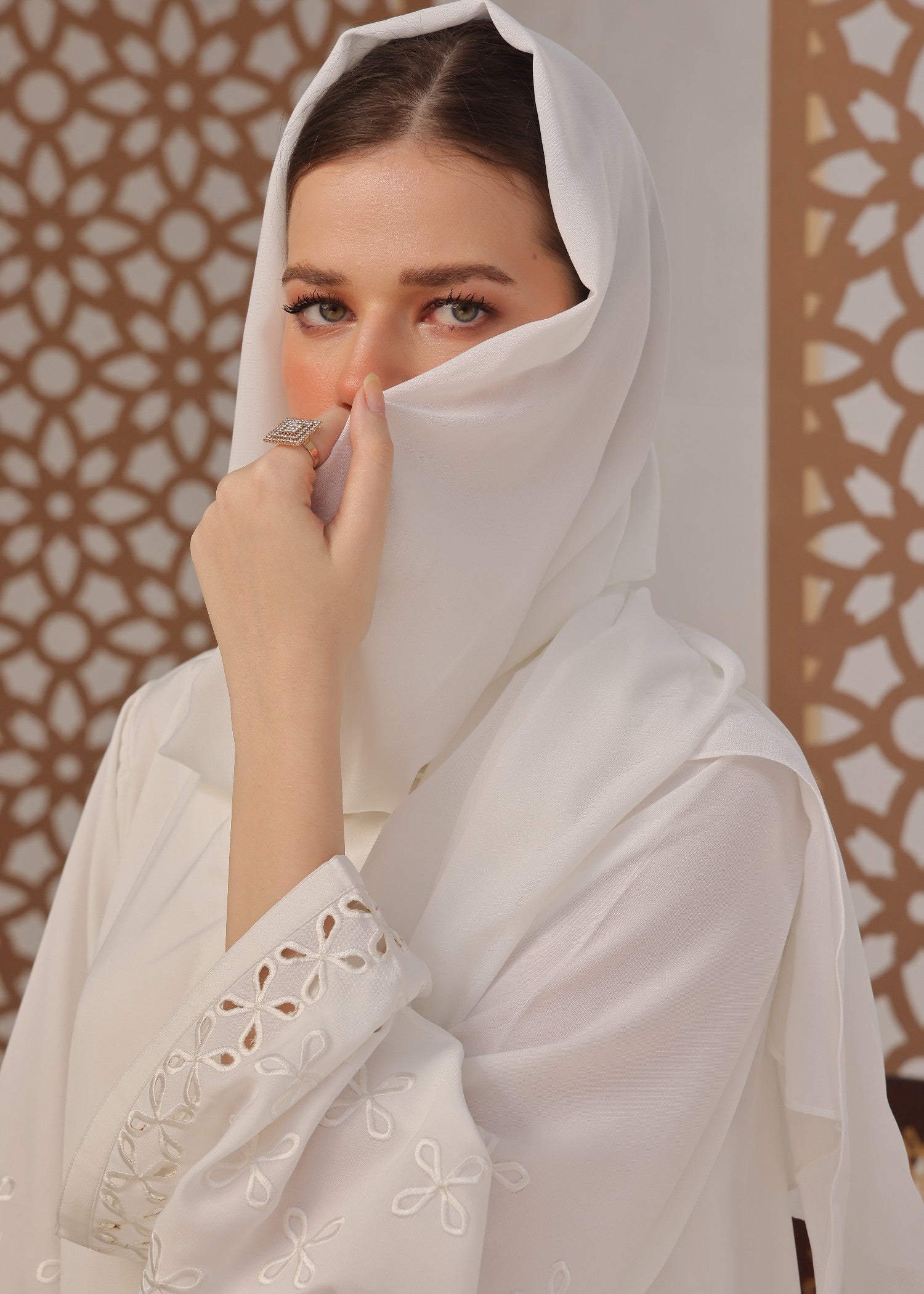 nidha Abaya in White